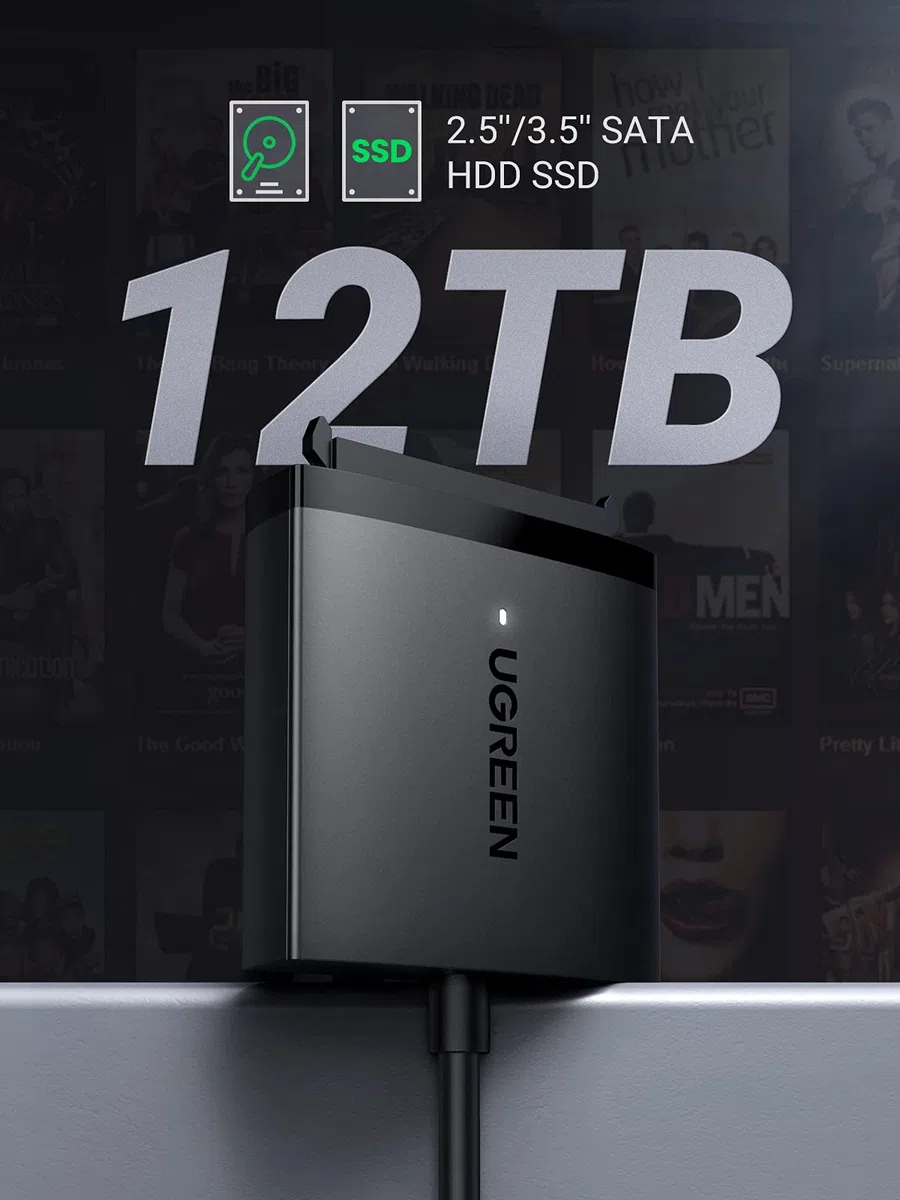UGREEN Adattatore SATA USB 3.0 per SSD HDD 3.5" 2.5" 12TB, Cavo Supporta UASP Riposo Automatico, Compatibile with WD Toshiba Seagate Hitachi
