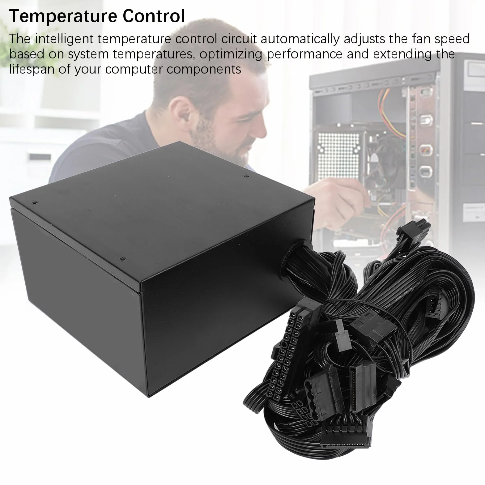 AMONIDA Alimentatore ATX da 700 W Ad Alte Prestazioni con Ventola di Raffreddamento per Sistemi Informatici, Tensione Stabile, Molteplici Funzioni di Protezione