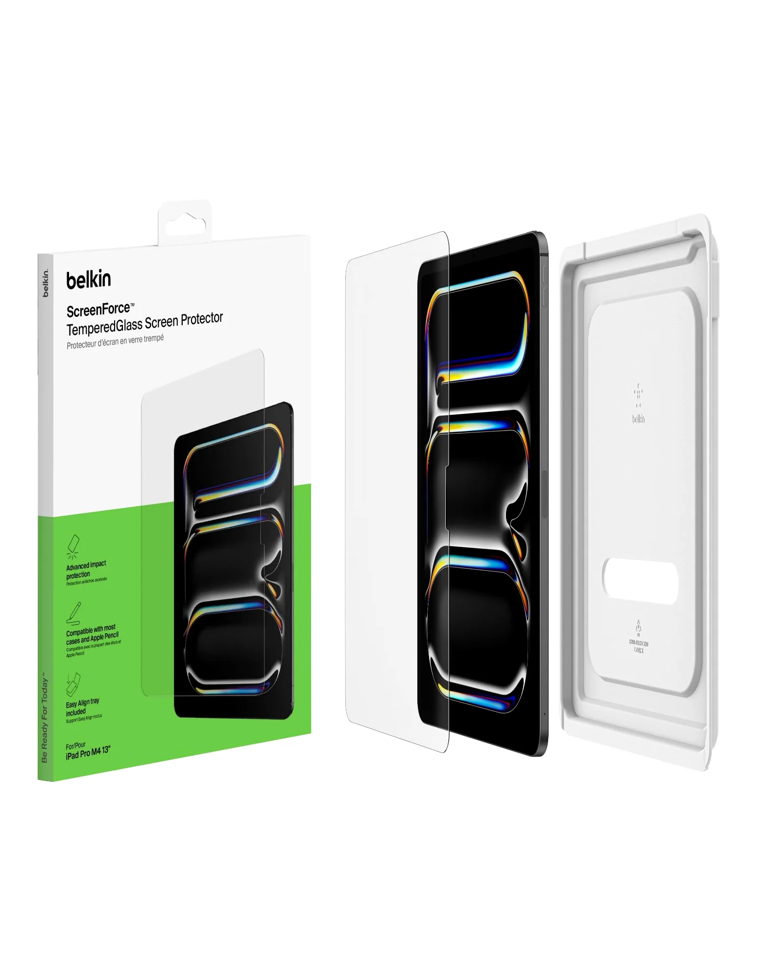 Belkin ScreenForce - Pellicola proteggi schermo in vetro temperato per Apple iPad Pro 13" di settima generazione, sottile, extra resistente, antigraffio, facile installazione, compatibile con custodia