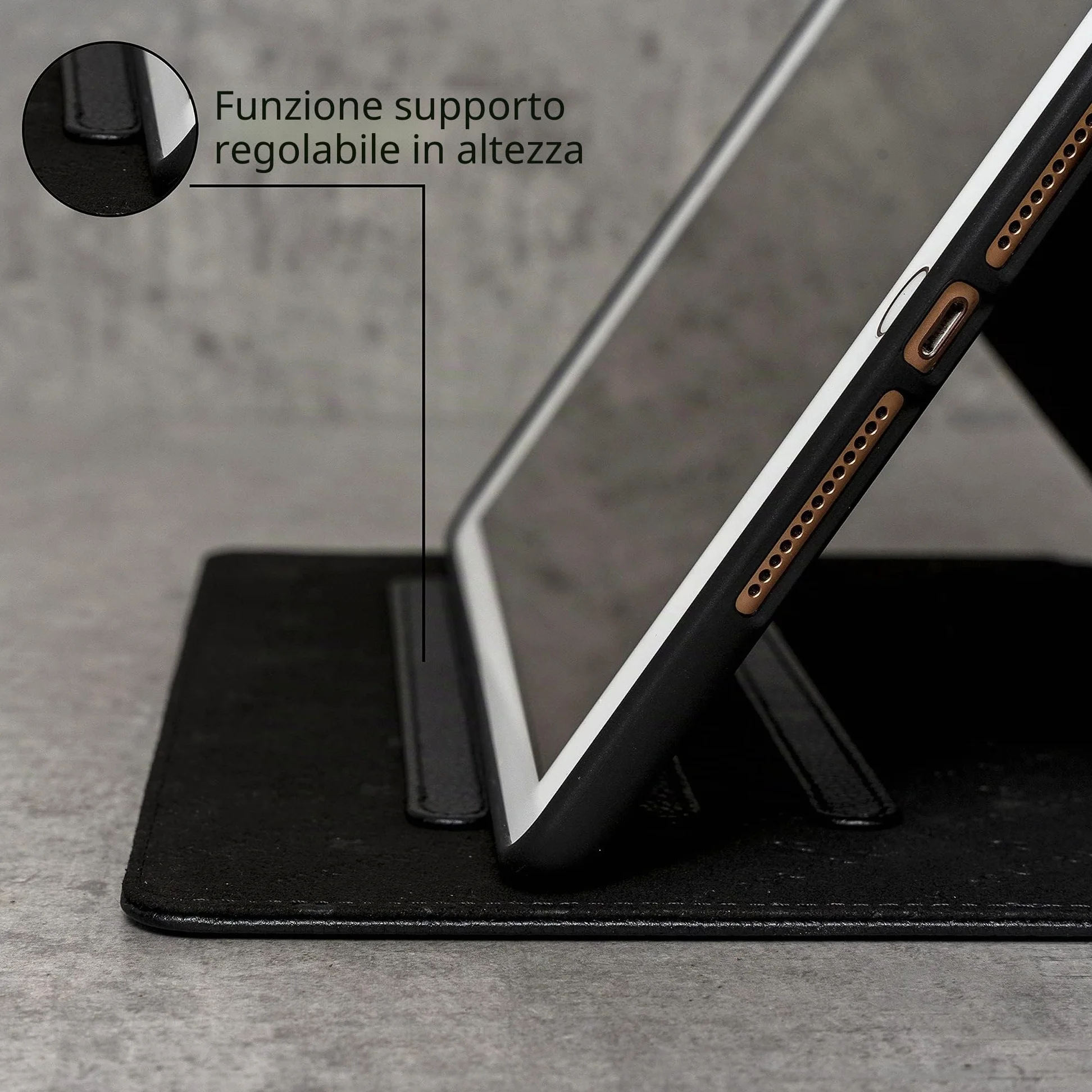 Porter Riley - Custodia in vera pelle compatibile con iPad Air 13" M4 (2026), M3 (2025) & M2 (2024). Custodia/supporto/cover in vera pelle di alta qualità. (Nero Puro)