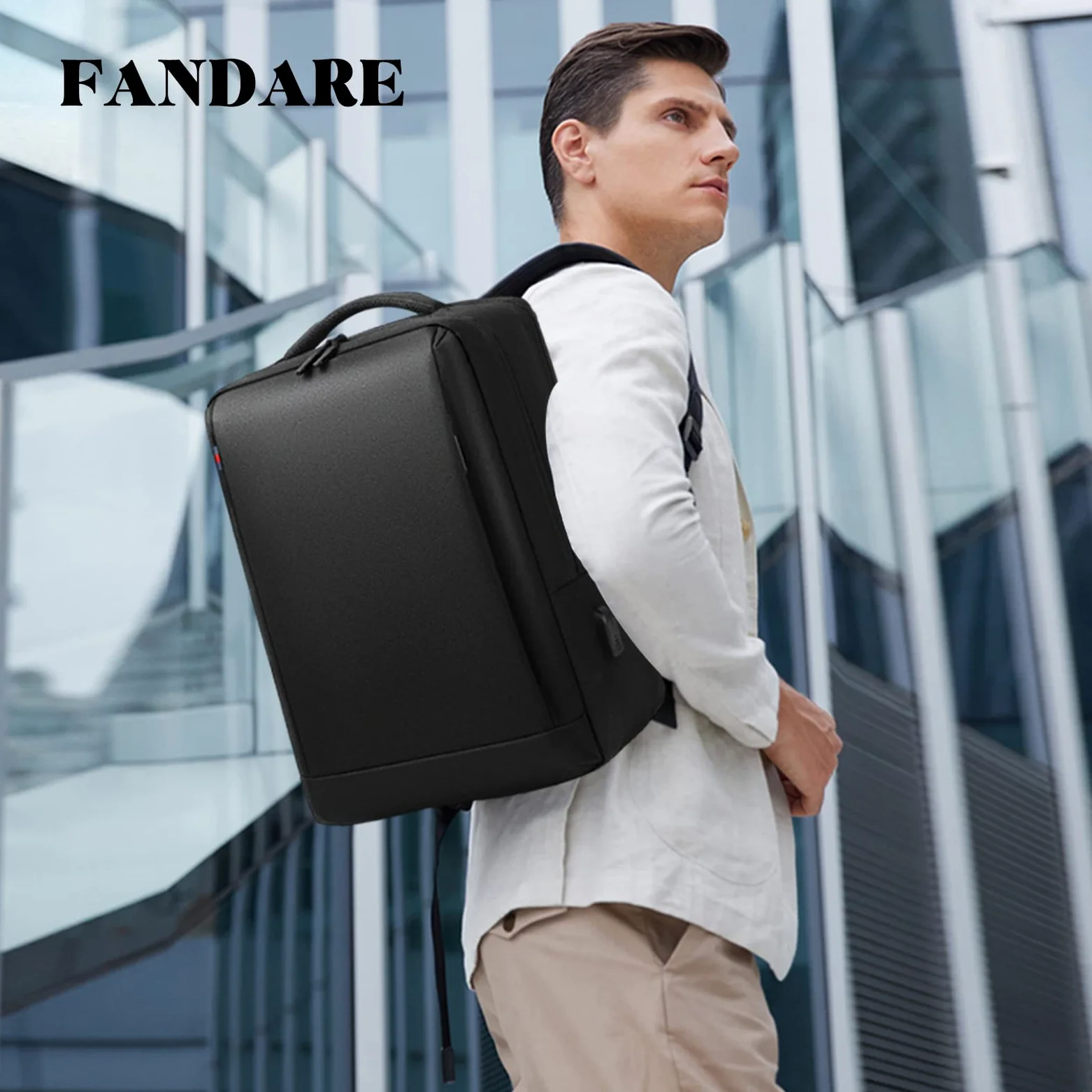 FANDARE Zaino Ufficio Uomo Zainetto Scuola con porta di ricarica USB per 15.6 Pollici PC Portatile da Donna Daypacks per Business Viaggio Lavoro Impermeabile