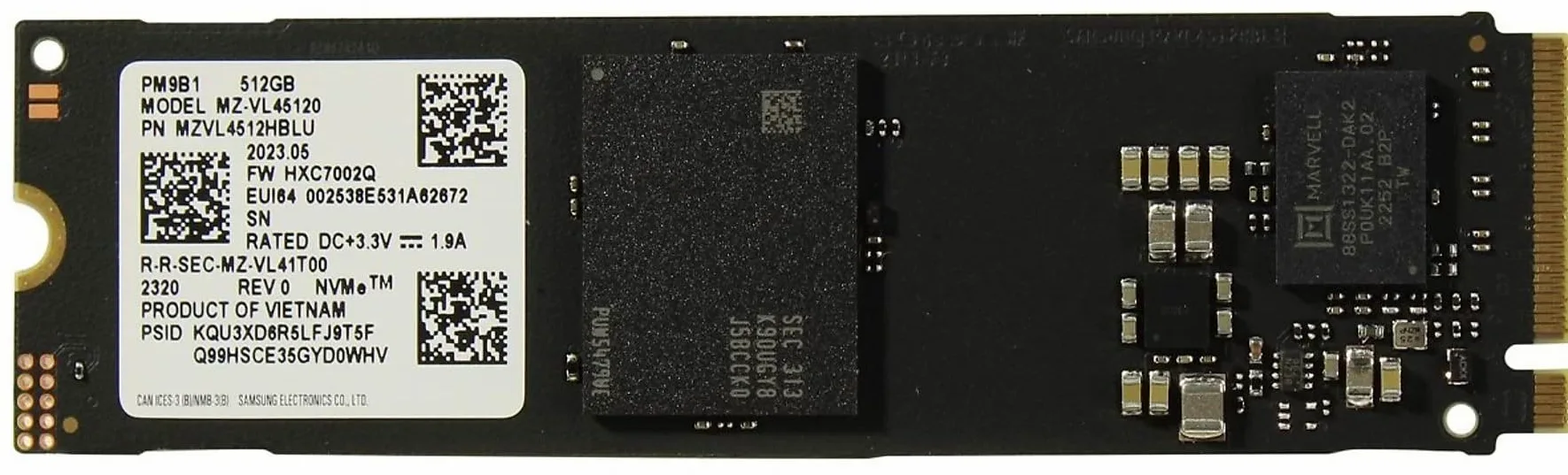 Samsung PM9B1 512GB SSD, NVMe PCIe 4.0, 3500MB/s Lettura, 2500MB/s Scrittura, V-NAND, Formato M.2 2280 - OEM BULK