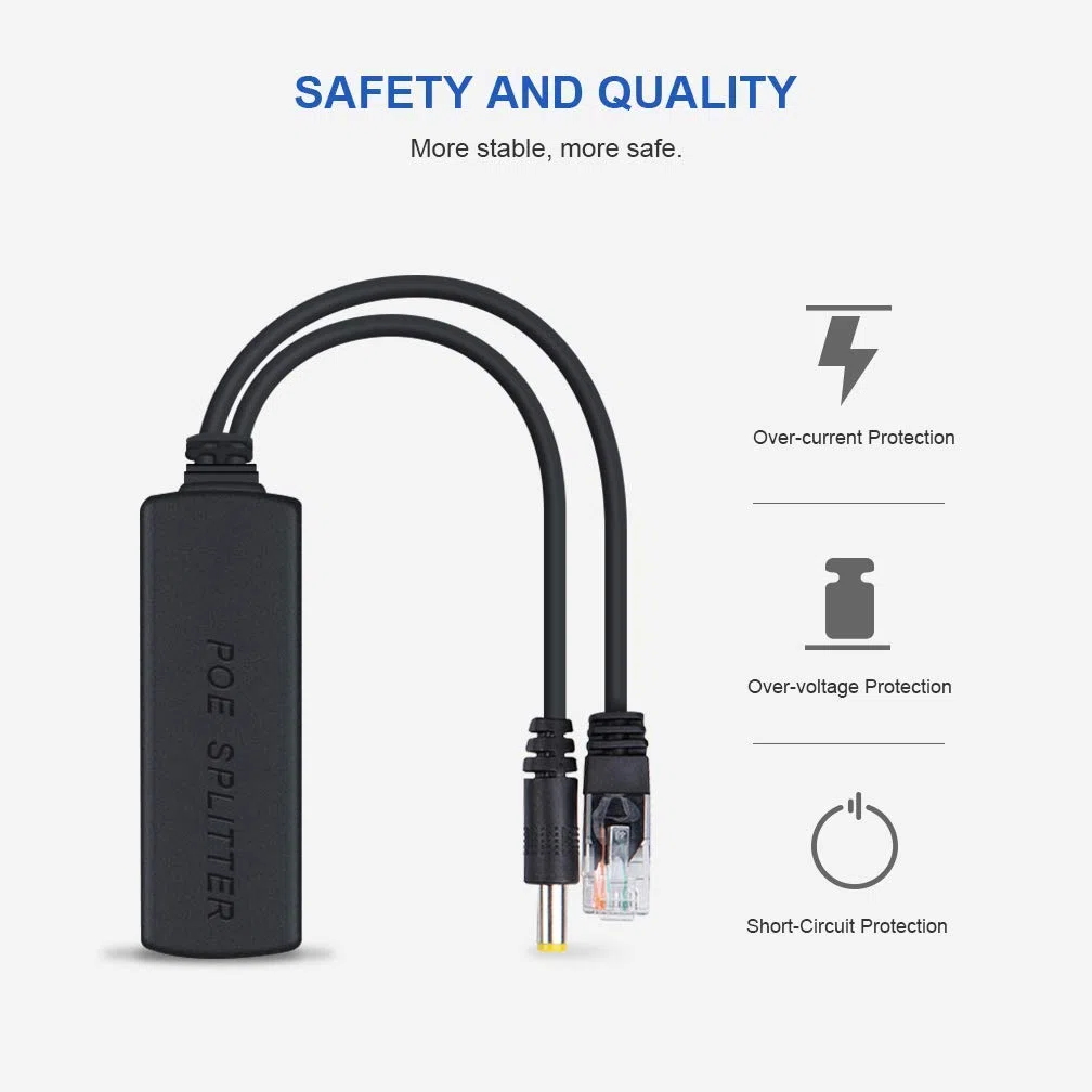 10Gtek [2 Pack] Active Poe Splitter Adattatore, 48V to 12V, IEEE 802.3af Compliant 10/100Mbps up to 100 Meters for Surveillance Camera, Wireless Access Point And VoIP Phone