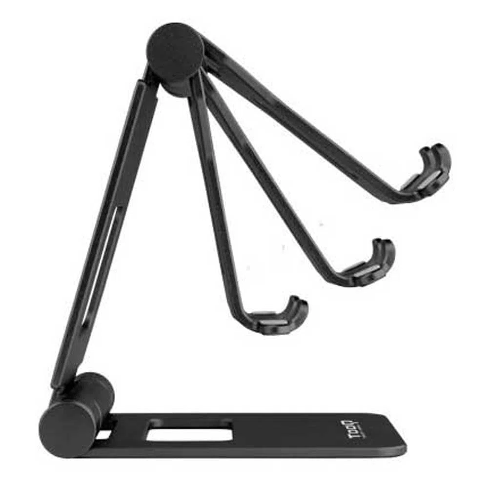 TooQ PH-KEOPS-NOCHE - Supporto da tavolo regolabile per telefono/tablet fino a 10", nero.