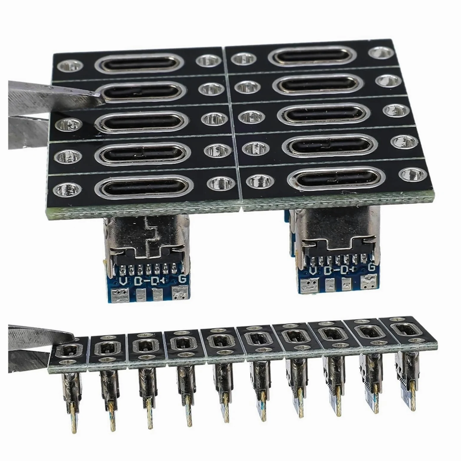 Porta di ricarica USB-C femmina a 2/4 pin con piastra di fissaggio a vite, 5/20 pezzi | 2 piastre, 10 pezzi, 4 pin