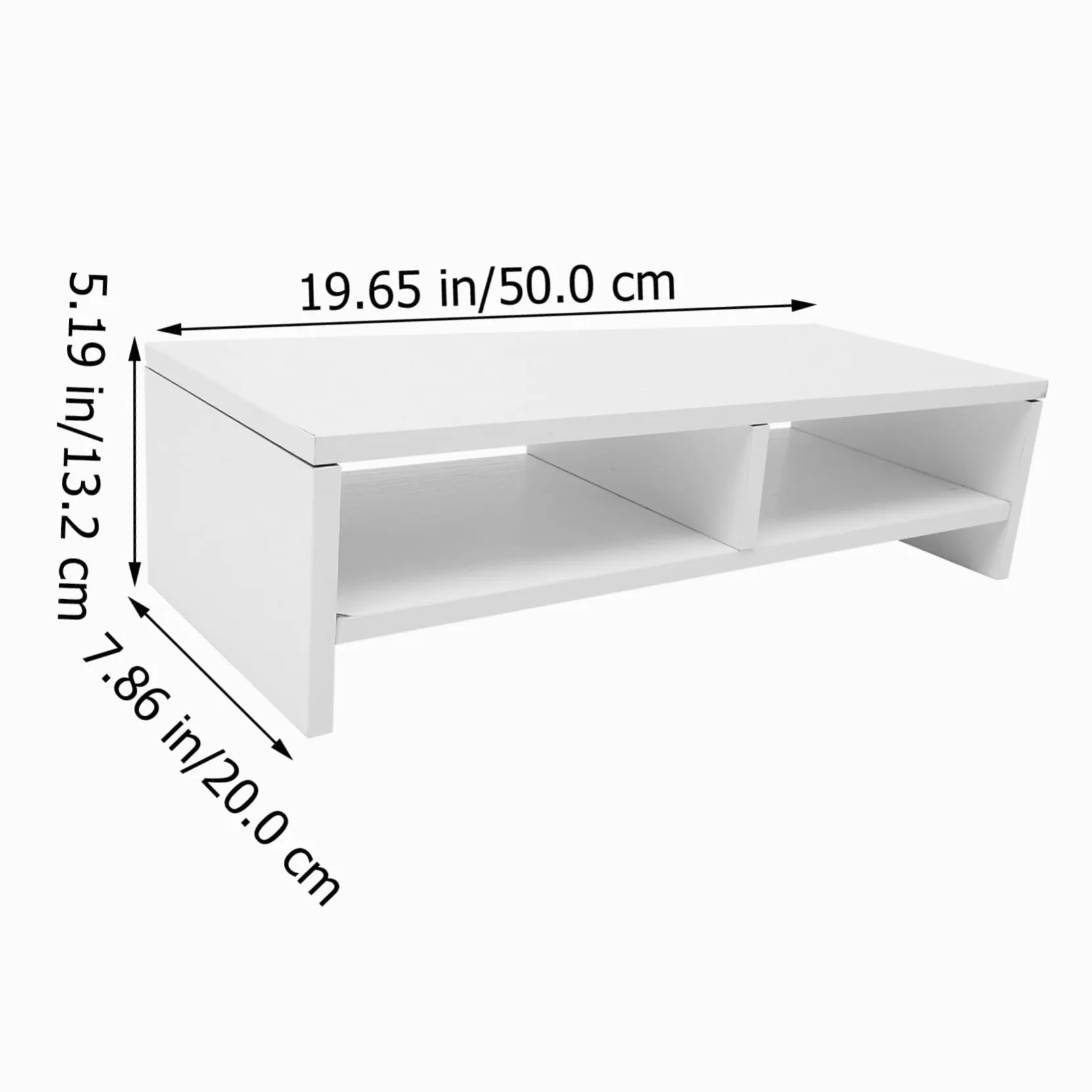 Supporto per Monitor da Scrivania in Legno Bianco Design a Doppio Strato, Rialzo per Computer e Laptop, Organizza Lo Spazio Ufficio in Modo Efficiente e Ordinato