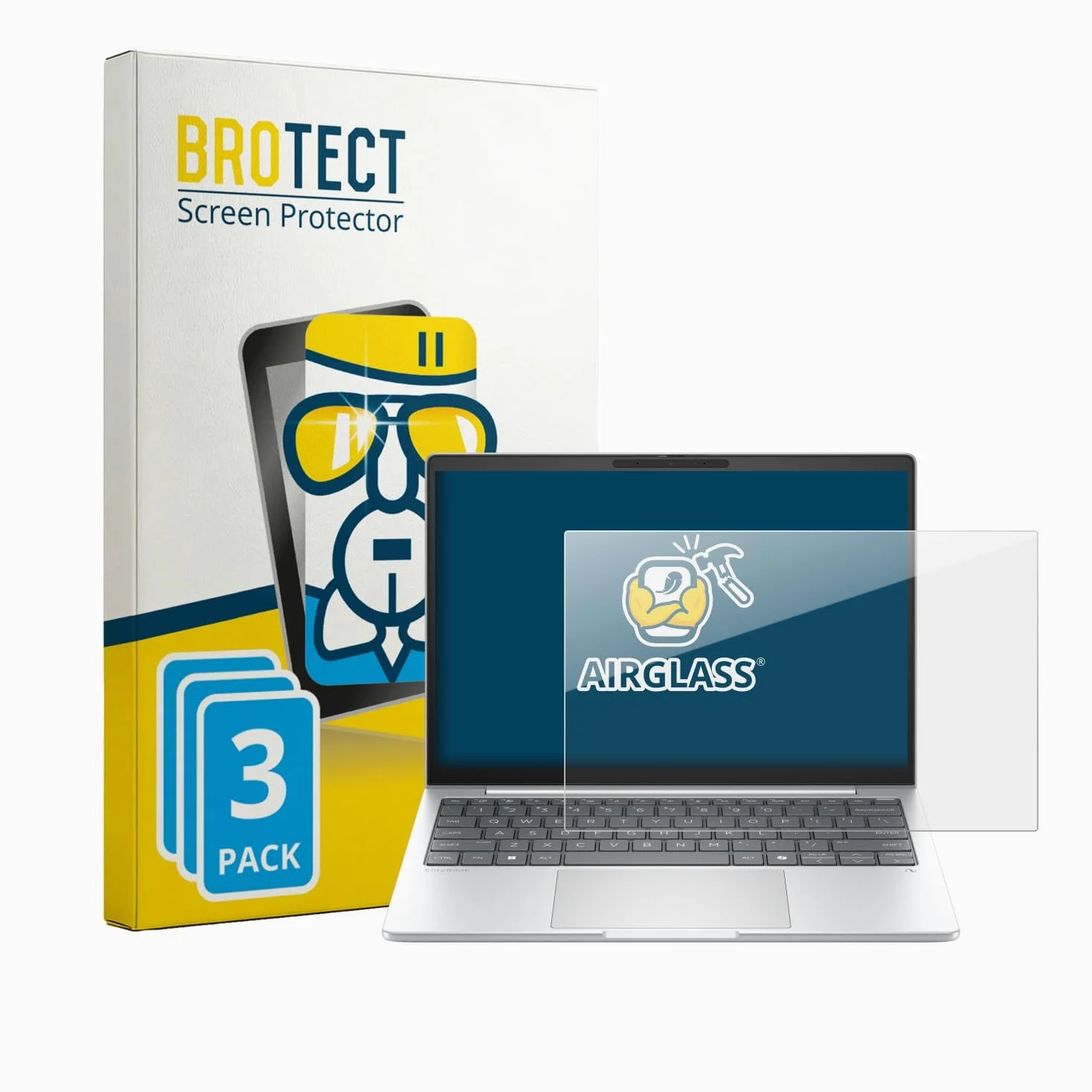 brotect 3 Pezzi Pellicola Vetro per HP EliteBook 8 G1a 13" | Chiara Protezione Schermo Made in Germany, Durezza 9H Anti-Graffio Glass Screen Protector