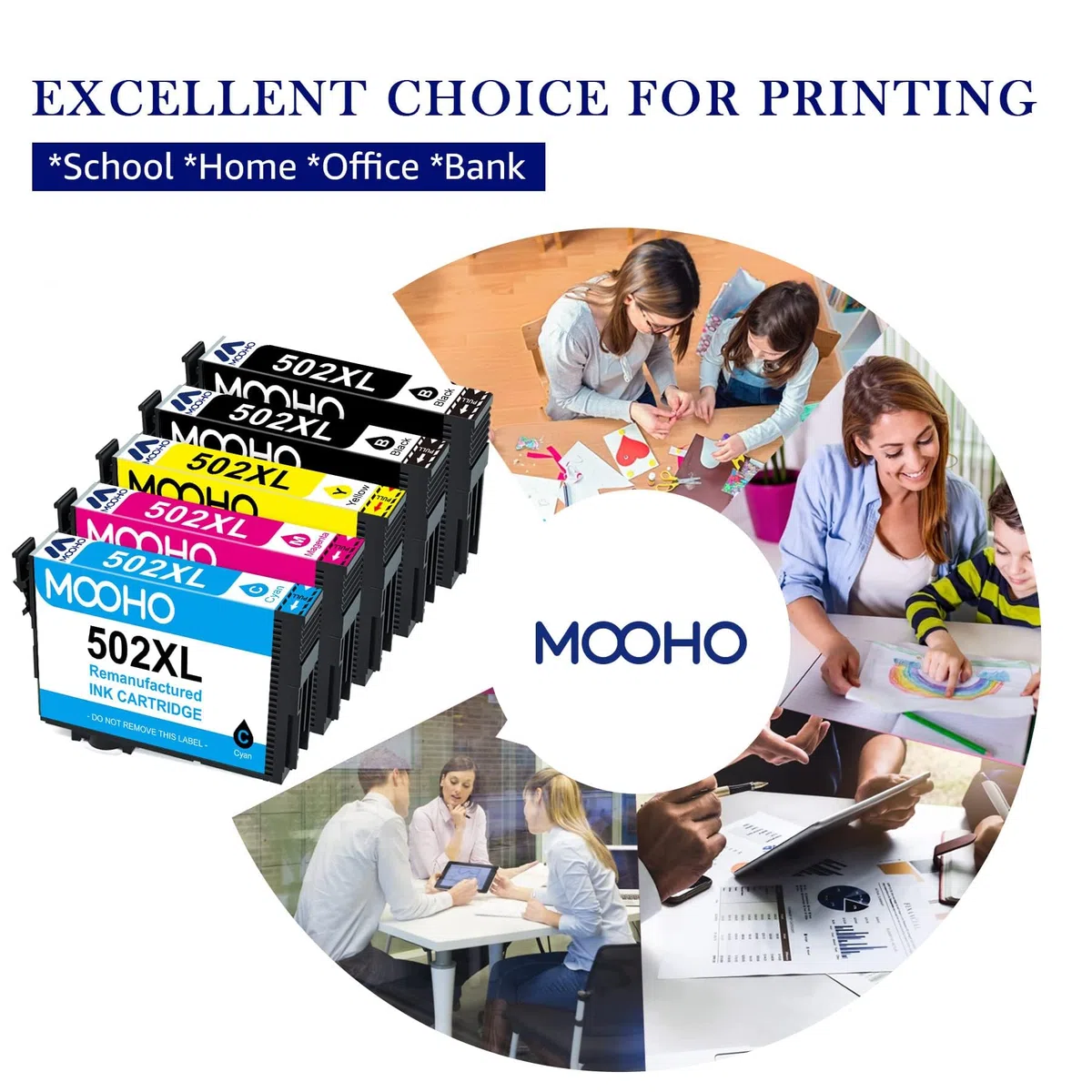 502XL Multipack Cartucce per Epson 502 502XL per Expression Home XP 5100 XP-5105 XP-5150 XP-5155, Workforce WF 2860 WF-2860DWF WF-2865DWF WF-2880DW(5-Pack)