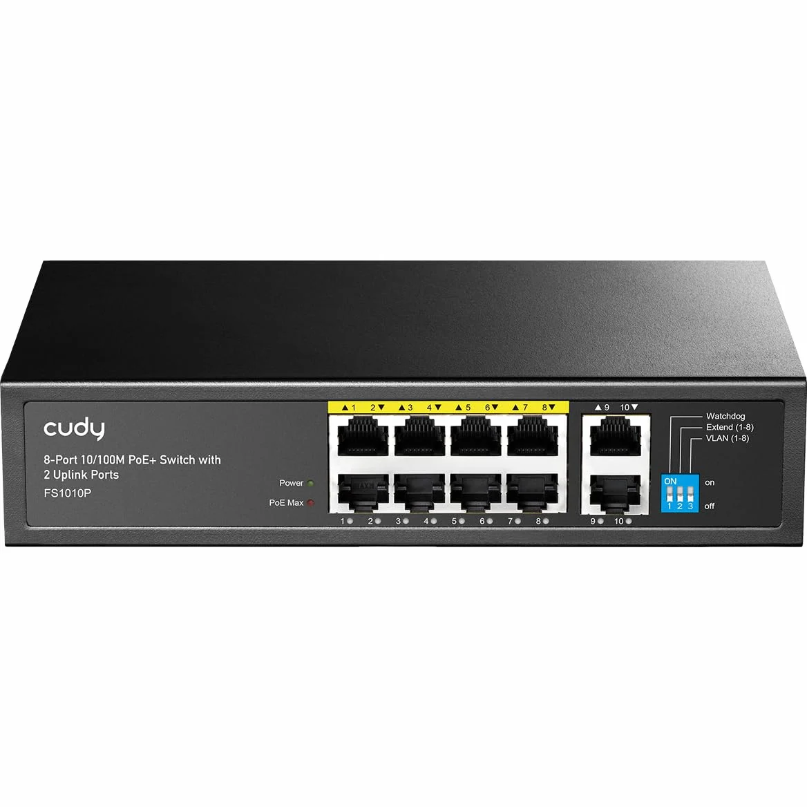 Cudy FS1010P Switch Ethernet 8+2 Porte Poe+ 120W, 8 Porte 10/100Mbps Poe+, Switch Unmanaged, CCTV/VLAN, No Alimentazione Aggiuntiva, 802.3af/at, Versione Rack in Metallo