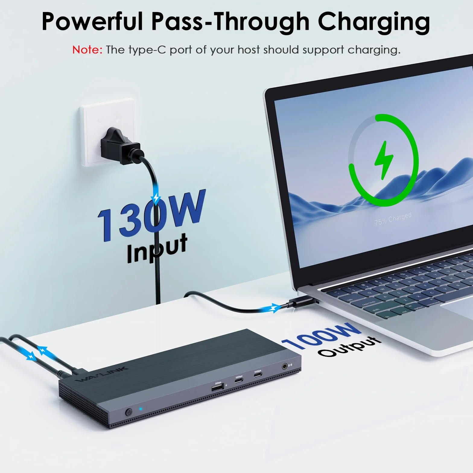 WAVLINK 13-in-1 USB C Triple Display Docking Station, supporto 65W di ricarica per PC, Max 8K@30Hz con DisplayPort, HDMI, PD, USB 3.0/3.2, Gigabit Ethernet, Jack Audio