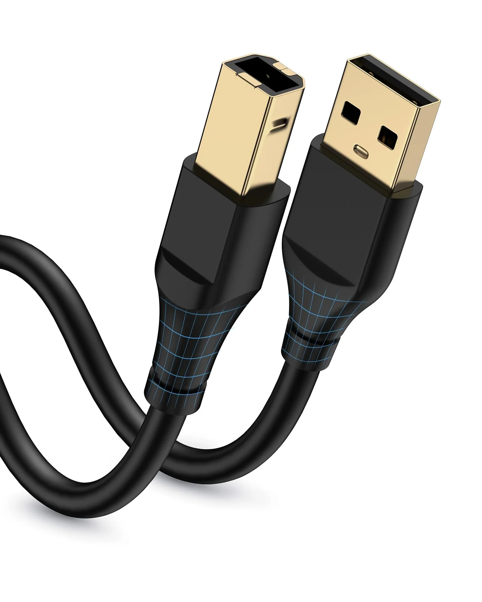 HP - Cavo per stampante, 3 m, quadrato, da USB A a USB B, per stampante/scanner Epson, HP, Canon, Brother, Ethernet, si collega senza problemi a computer/laptop/pc, cavo lungo USB 2.0 tipo B Impresora