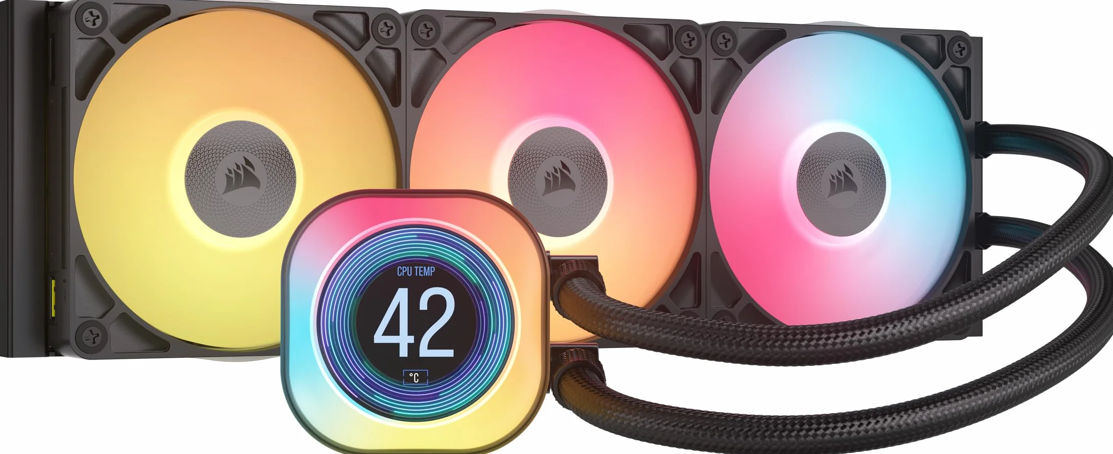 CORSAIR iCUE LINK TITAN 360 RX LCD Raffreddatore CPU a Liquido – Motore di Raffreddamento FlowDrive – Intel LGA 1851/1700, AMD AM5/AM4 – 3x RX120 Ventole RGB – iCUE LINK System Hub Incluso – Nero