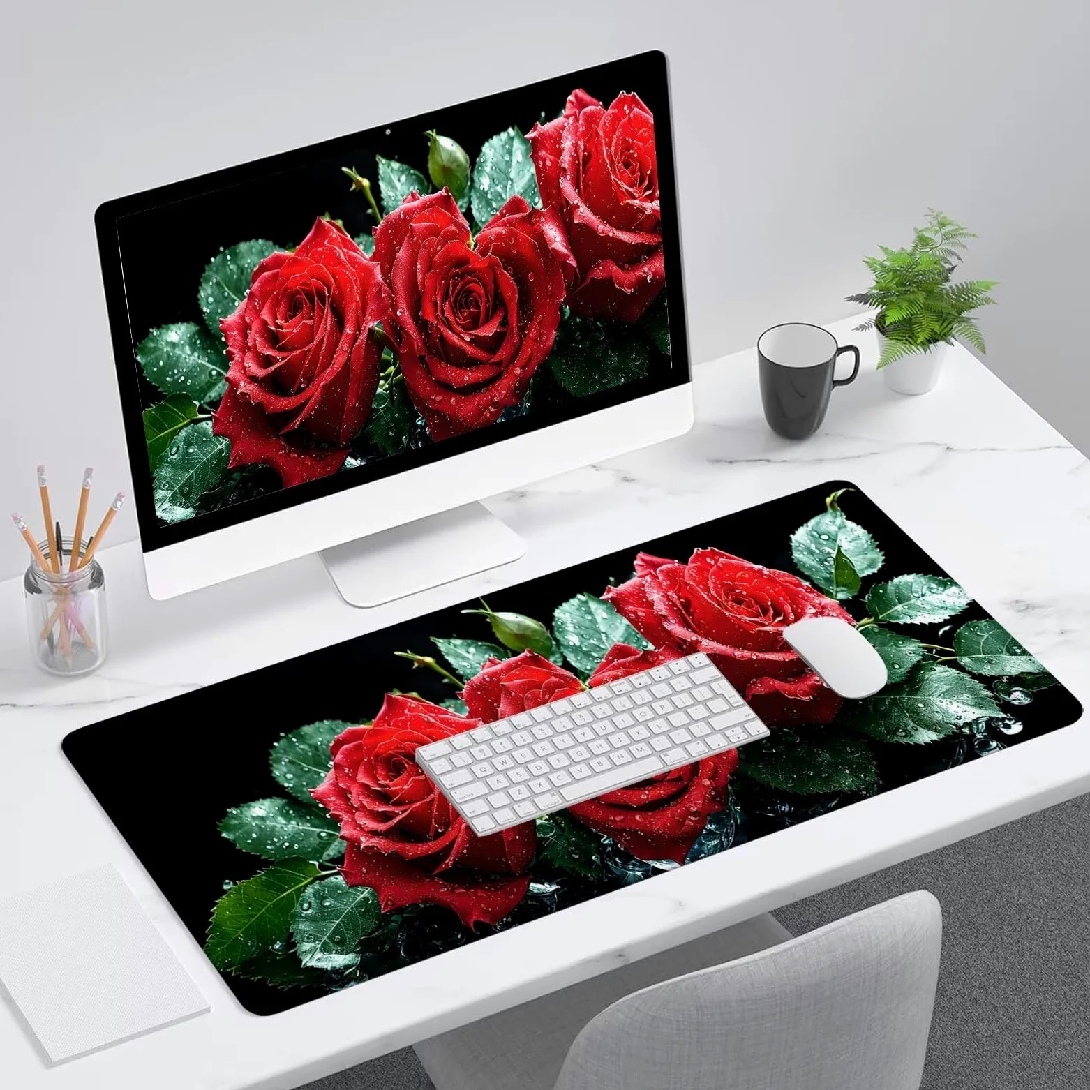 Rosso Tappetino Mouse Gaming, Tappetino Mouse XXL 1200 x 500 mm, Tappetino Mouse Rosa, Mouse Pad con Base Antiscivolo, Bordi Cuciti Tappetino per Mouse, Tappetino Mouse Gaming di Alta Precisione S-22