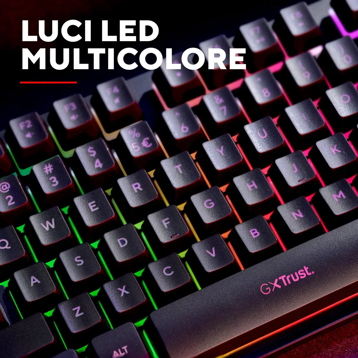 GXTrust 1831 Dothix Tastiera Gaming Wireless TKL Italiano QWERTY, Design Compatto, RGB 2.4GHz, Batteria de 420 Ore, Tastiera Ricaricabile Retroilluminata LED, Keyboard 80% per PC Laptop, Nero