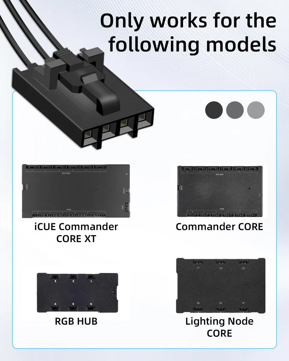 GELRHONR Cavo controller RGB a 4 poli per hub Cor-sair RGB, presa RGB a 4 poli su 5 V, 3 poli, cavo ARGB per Commander Core, iCUE Commander Core XT, strisce LED (4 poliger)