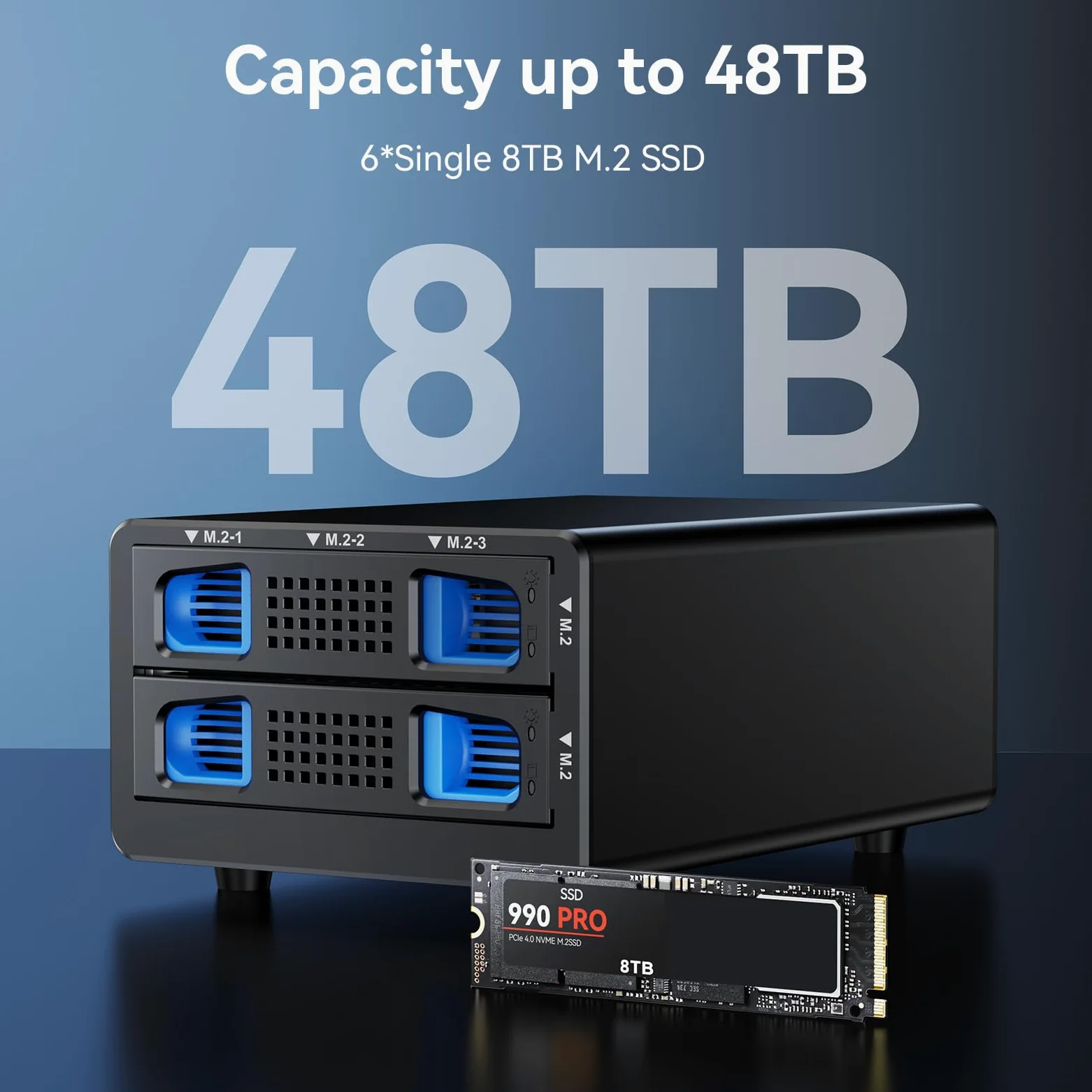 CENMATE 6 Bay NVMe M.2 Enclosure USB3.2 10Gbps SSD Enclosure per M/M+B Key in 2230/42/60/80/110 con Cavo USB CC e AC, Case M.2 SSD con 1*USB-HOST, Capacità 48TB(NO RAID/NAS)