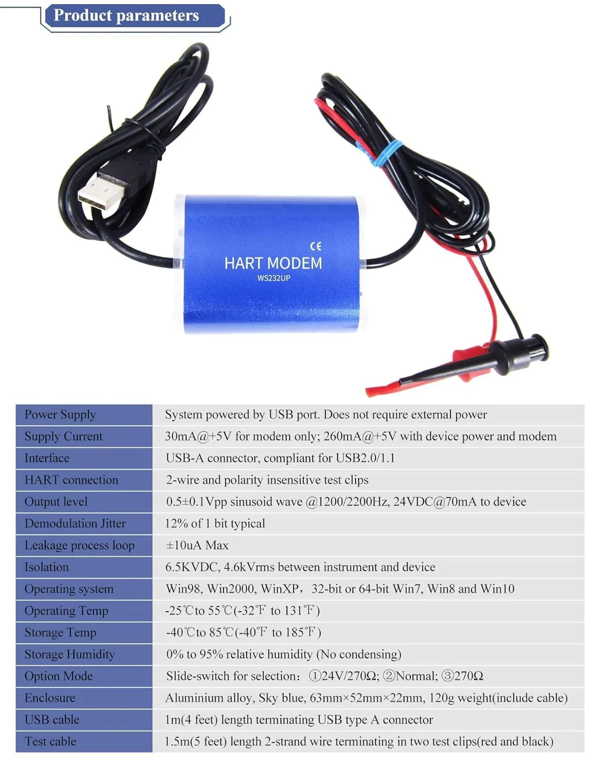 YJINGRUI USB Hart Modem 232UP a Hart Convertitore Trasmettitore | 24VDC e regolatore di temperatura Loop integrato