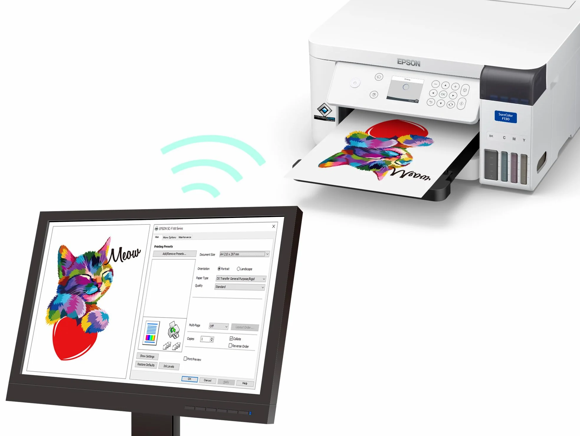 EPSON SC F100 - Imprimante a sublimation - A4 economique - Interface USB 2.0 - LAN - Wi-Fi
