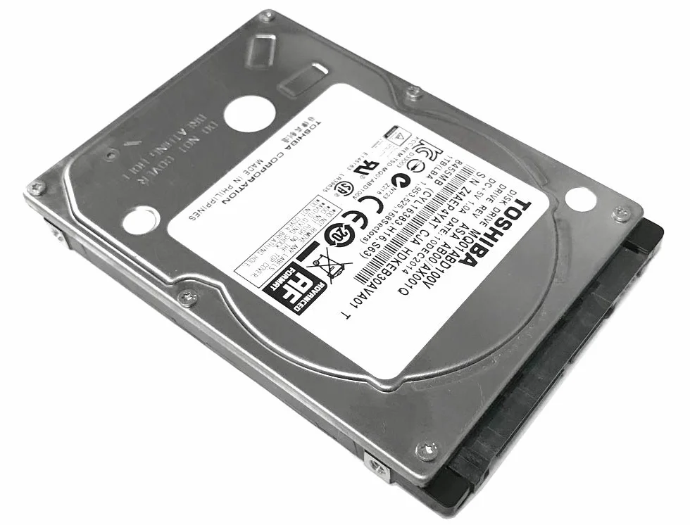 Toshiba - Disco rigido da 1TB, 5400RPM, 8MB di cache, SATA 3.0Gb/s, 2,5 pollici per notebook (MQ01ABD100V) - 1 anno di garanzia, USB