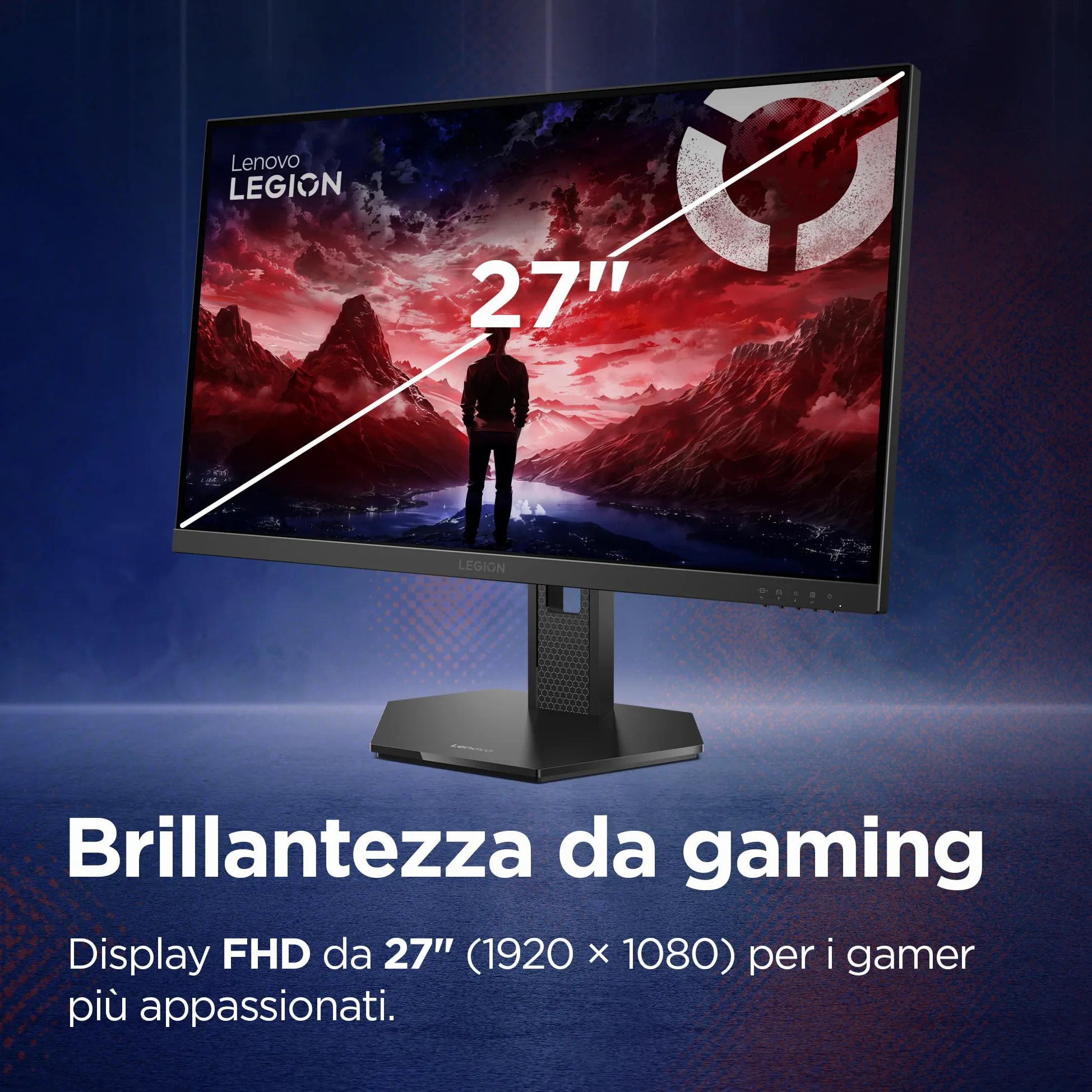 Lenovo Legion 27-15 | 27" Monitor Gaming IPS Full HD | 240Hz | 0.5 ms | DP 1.4, 2x HDMI 2.1 | AMD FreeSync Premium | Regolabile | VESA 100x100