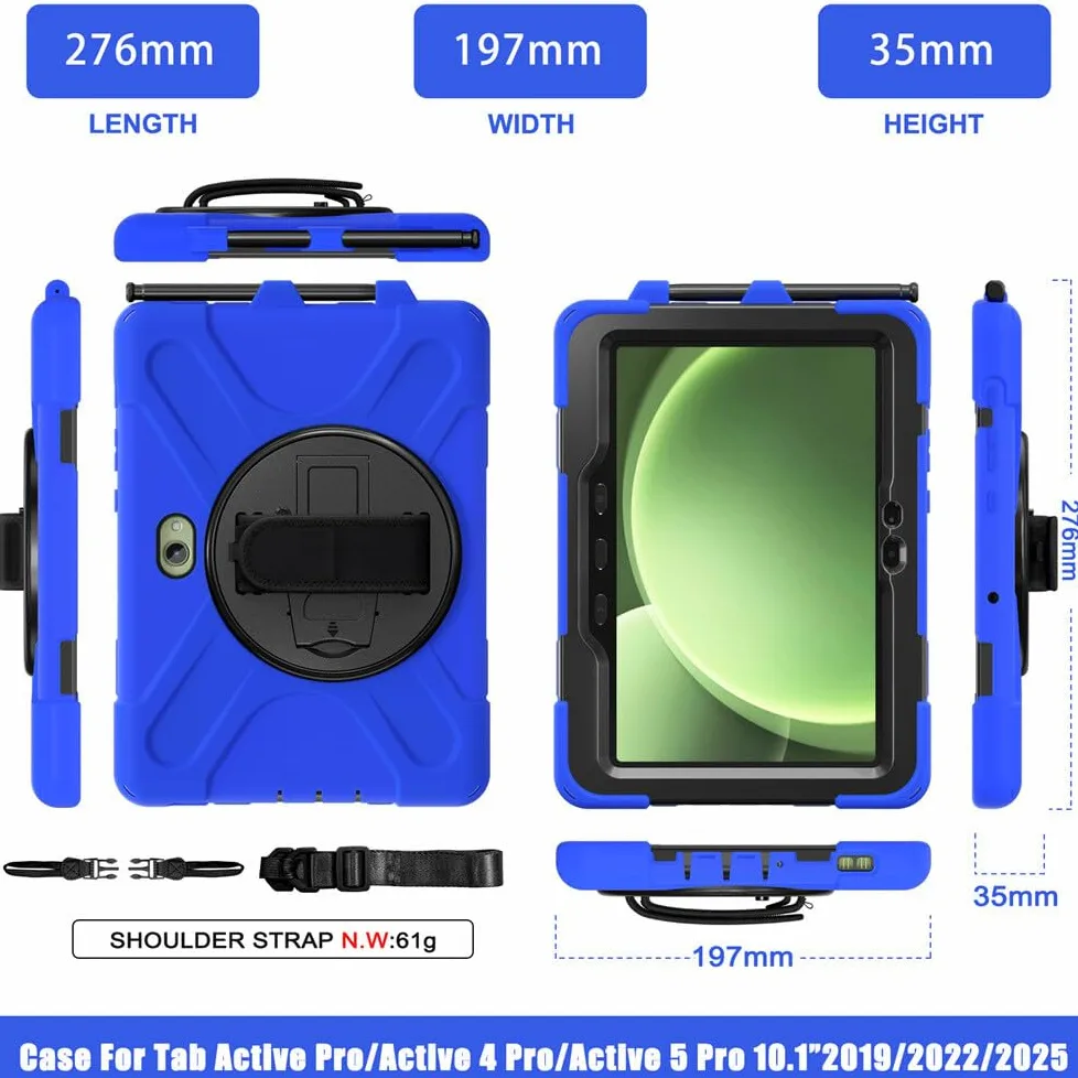 Compatibile con Samsung Galaxy Tab Active5 Pro 5G 101 SM X350 X356B (colore: viola) Custodia rigida antiurto in silicone con fascio, rotazione a 360 gradi
