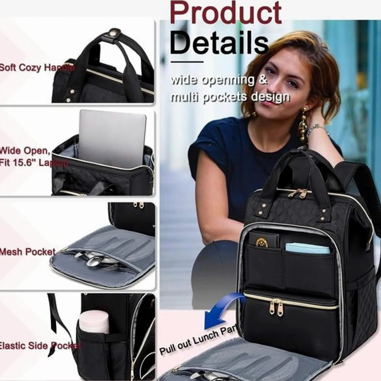Zaino termico per pasti, alla , per laptop, organizer per alimenti per la | giornata di lavoro, borsa da viaggio per esterni, borsa termica per il pranzo