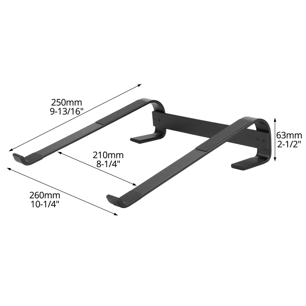 QWORK® Rialzo PC Portatile per Laptop da 10 a 18 pollici, Design Ventilato, Alluminio Nero con Cuscinetti Antiscivolo