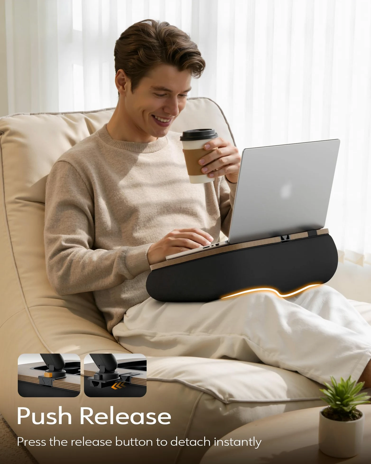 LULULOOK Supporto per cuscino per Kindle e tavolo 2 in 1, supporto regolabile per tablet, iPad da letto, braccio pieghevole per laptop da 14", iPad, telefono, tablet da 4,7-14,6" e Kindle con