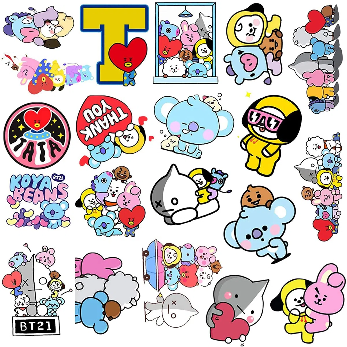 WiDream 100 Pezzi A-desivo G-raffiti Bt21, Impermeabili Vinile Caschi A-desivi Graffiti, Per Laptop, Skateboard, Valigie, Caschi, Telefoni Cellulari, Xbox, Macbook Adesivi Graffitii, (Adesivi 5-8 cm)