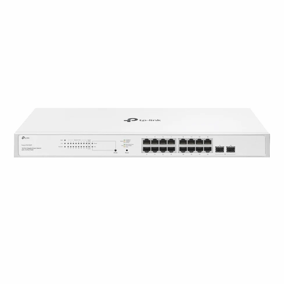TP-Link Festa FS318GP - Switch Gigabit a 18 porte, 16 porte Gigabit 802.3af/at PoE+, 2 slot SFP Gigabit, budget PoE totale da 150 W, fino a 30 W per porta, gestione cloud gratuita