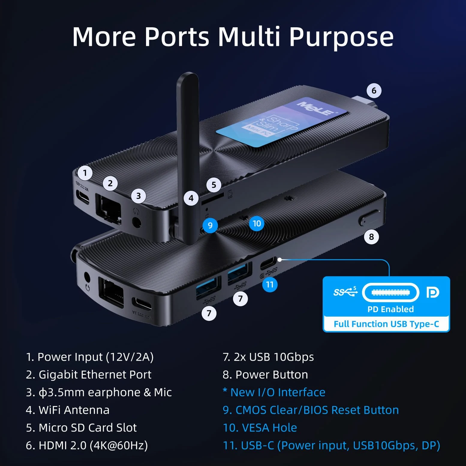 Mele PCG02 Mini PC Stick senza ventola Alder Lake N100 (fino a 3,4 GHz) 8GB LPDDR4 128GB ROM Micro computer desktop PC a fattore di forma ridotto con USB-C, 2.4G/5G WiFi, 4K HDMI per l'ufficio