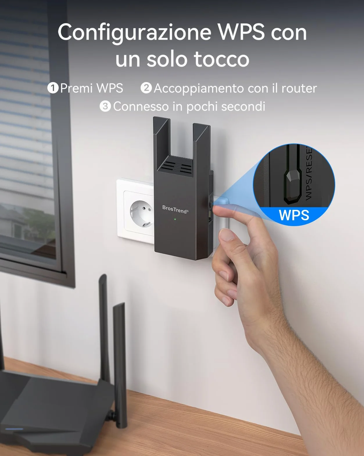 BrosTrend AC1200 WiFi to Ethernet Adapter, Adattatore WiFi Ethernet con RJ45 Porta Gigabit, Dual Band 5GHz & 2.4G Ricevitore Bridge Wi-Fi per Smart TV, Stampante, PlayStation, Trasformare Wi-Fi in LAN