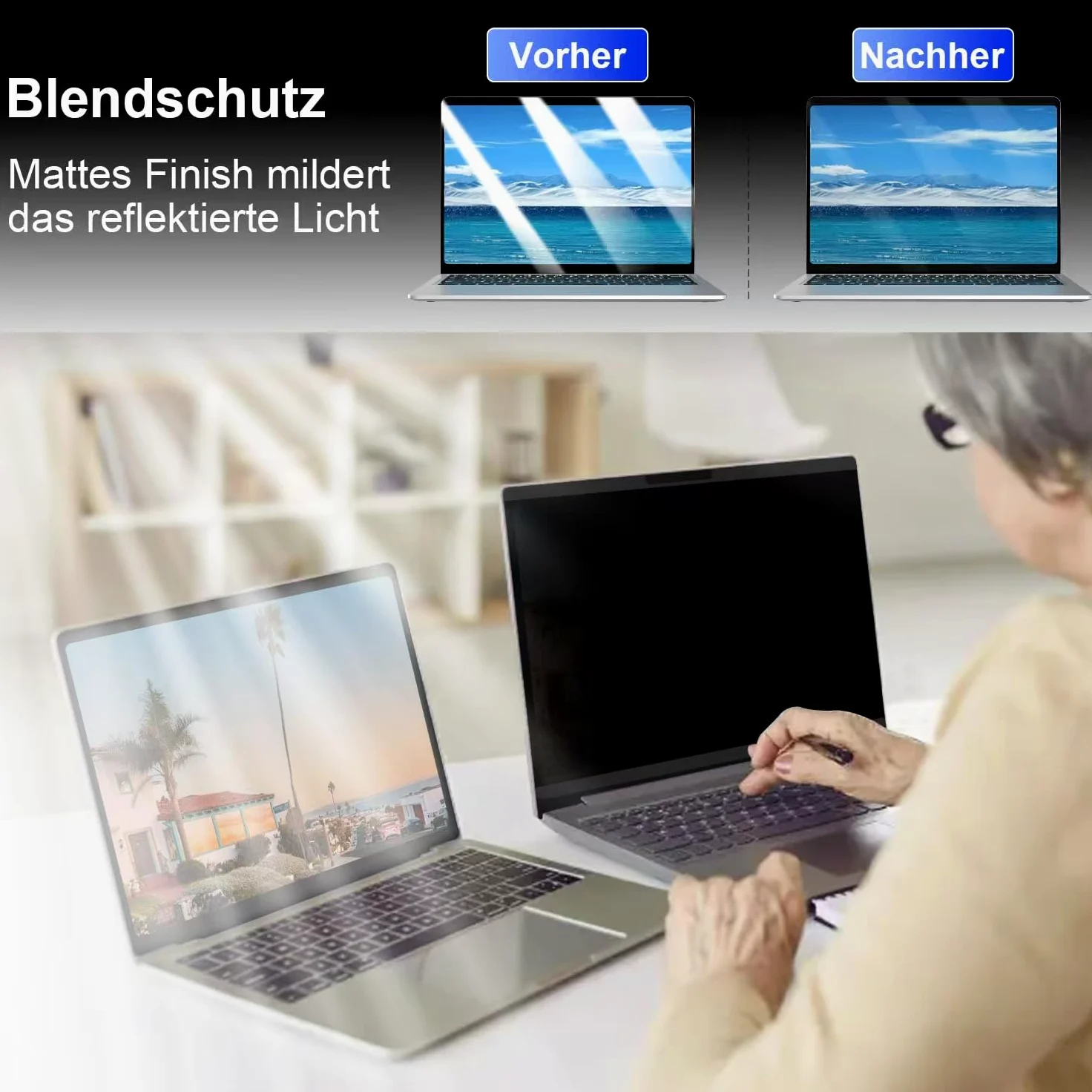 Pellicola protettiva magnetica per MacBook, pellicola protettiva rimovibile per la privacy con webcam per schermo anti-riflesso blu (13,5 pollici Surface Laptop)