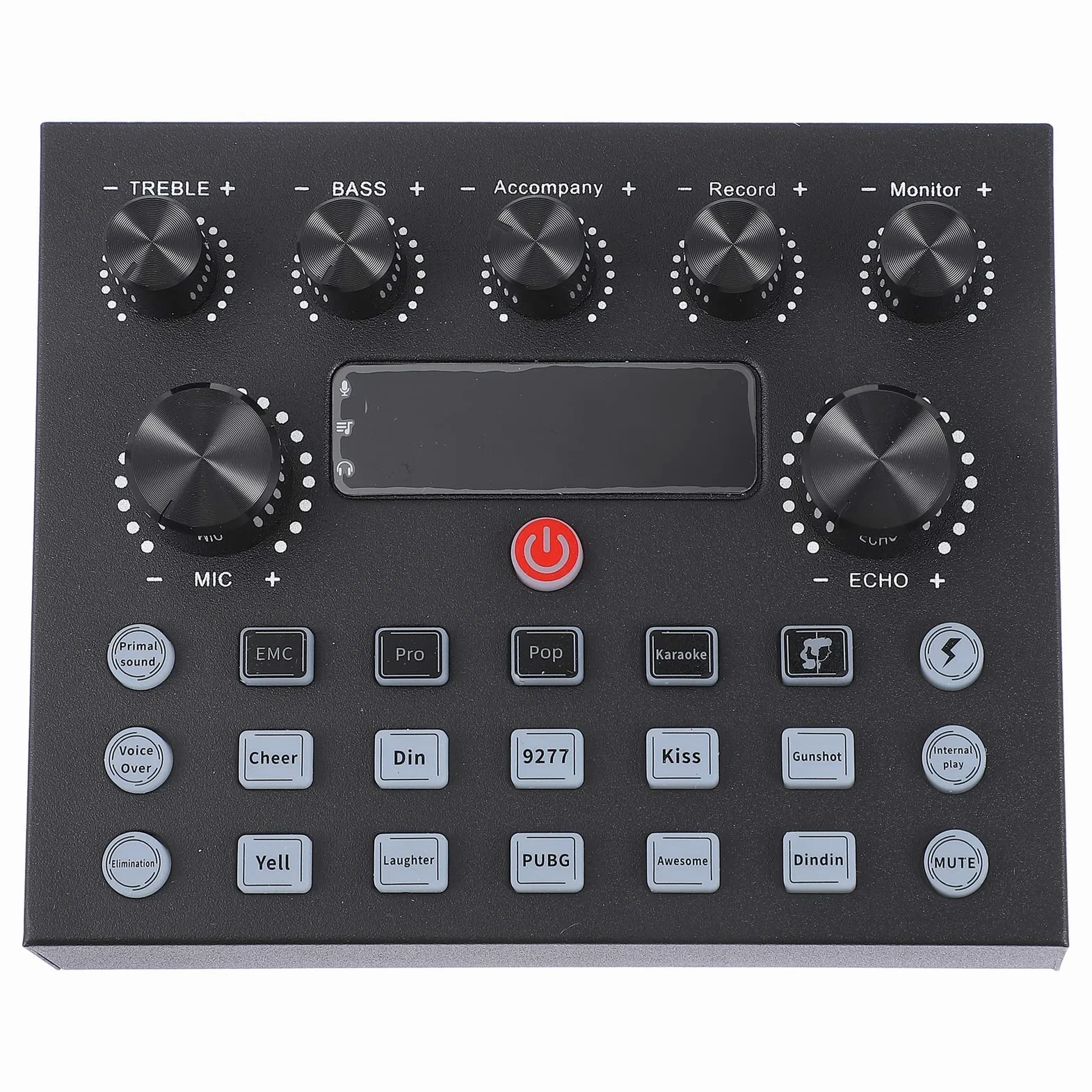 Kichvoe Scheda Audio Esterna Cambia per Computer e Design Grande Manopola, Struttura in Ferro e Luci LED per Adulti per Live Streaming e Karaoke