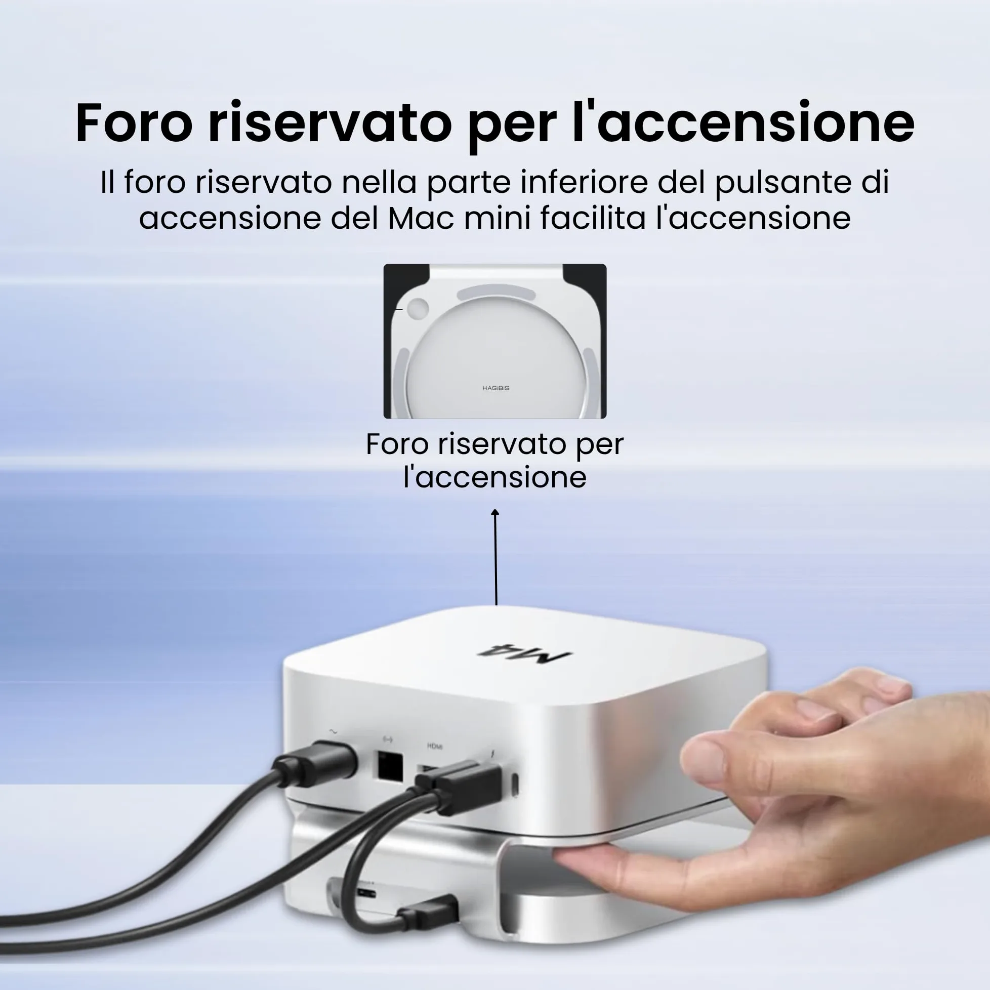 Hagibis Hub e Supporto per Mac mini M4 con alloggiamento SSD, docking station USB-C 3 in 1 con case SSD M.2 NVMe, USB 3.2 Gen2 10 Gbps, SD 4.0, TF 4.0, alimentazione 5V/2A per M4 Pro (MC60)