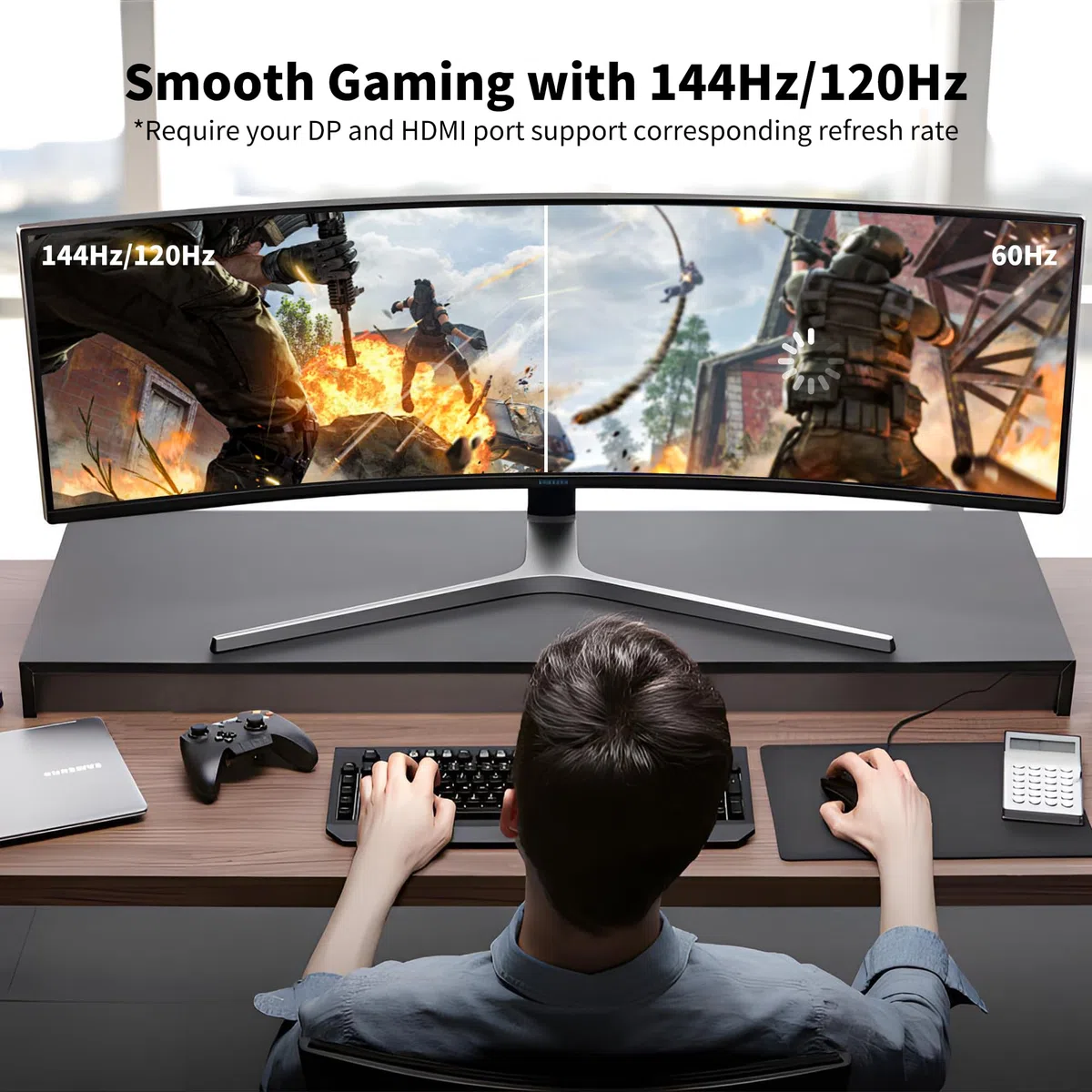Adattatore da DisplayPort 1.4 a HDMI 2.1, 8K 60Hz / 4K 120Hz Unidirezionale DP a HDMI per PC, Dell, HP, AMD, NVIDIA