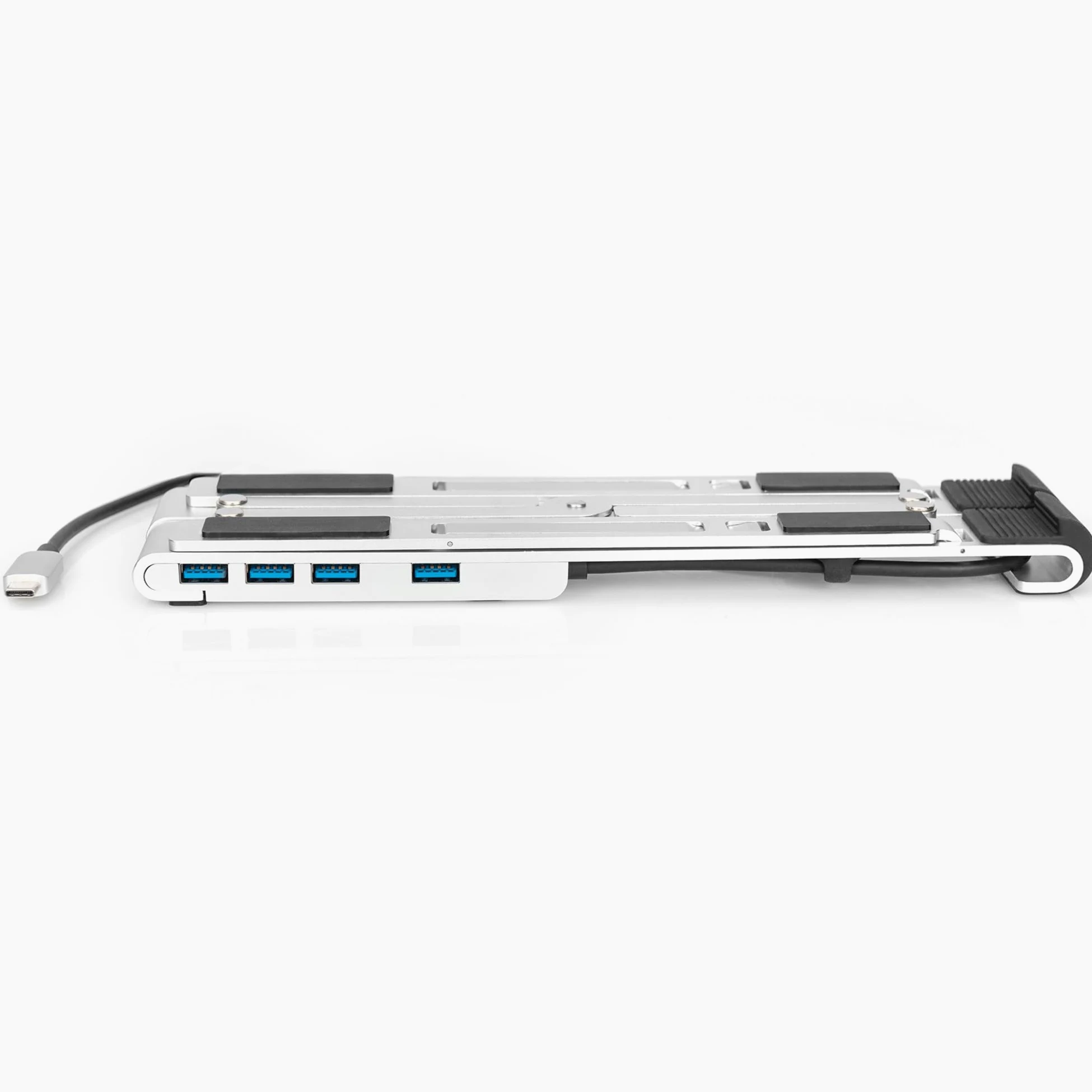 DIGITUS supporto per notebook con hub USB-C integrato - per laptop da 10-17" - angolo di inclinazione regolabile - 4x porte USB-A 3.2 Gen1-1x porta USB-C 3.2 Gen1-5 Gbit/s - Power Delivery 3.0