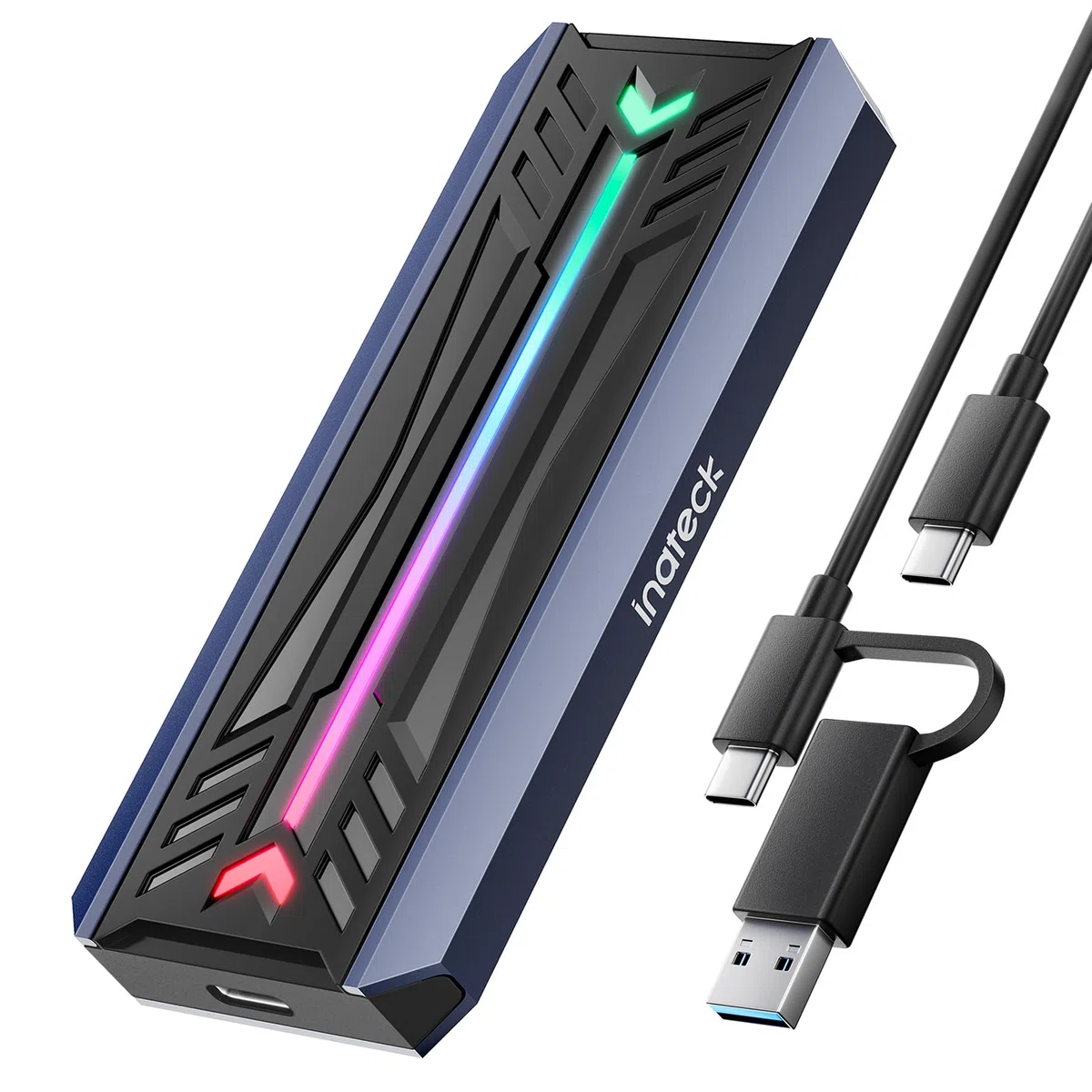 Inateck RGB Custodia SSD M.2 NVMe SATA, USB 3.2 Gen 2 (10 Gbps) Custodia con Supporto UASP Trim per SSD NVME/SATA 2242/2260/2280 (Chiave M/M&B), Installazione Senza Attrezzi (Fino a 4 TB), FE2024