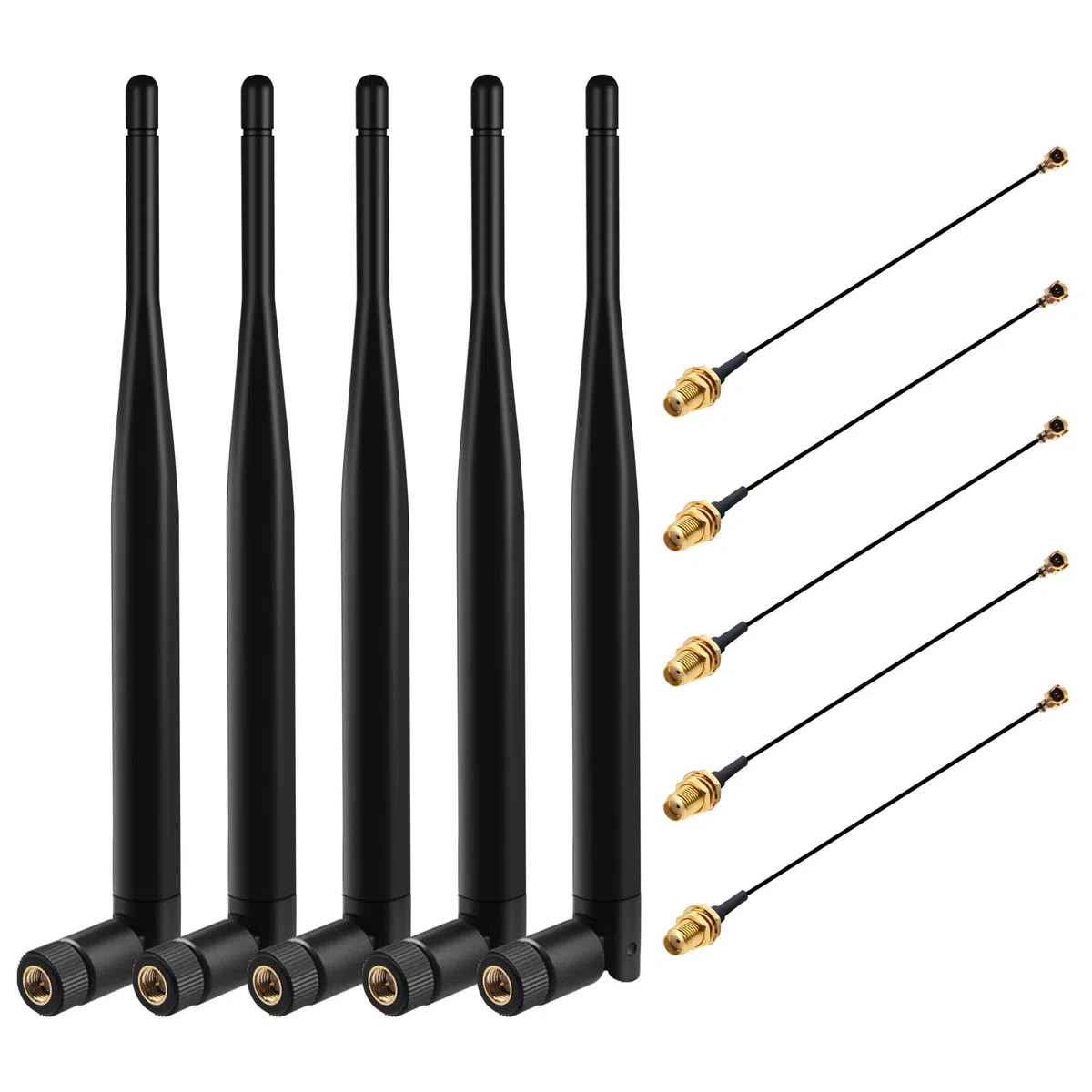 Antenna LoRa 868 MHz 5 dBi SMA maschio 195 mm + cavo femmina IPEX per tastiera mesh, ESP32 OLED, HTCC-AB02S, 50 Ω, VSWR < 1,5 (5 pezzi)