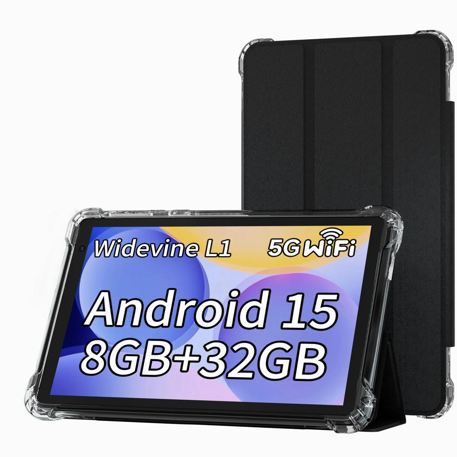 BYANDBY Tablet Android 12.0 da 7 pollici, 4 GB + 32 GB ROM (espansione 1 TB), Quad-Core, WiFi, GMS, doppia fotocamera, educativo, gioco (nero)