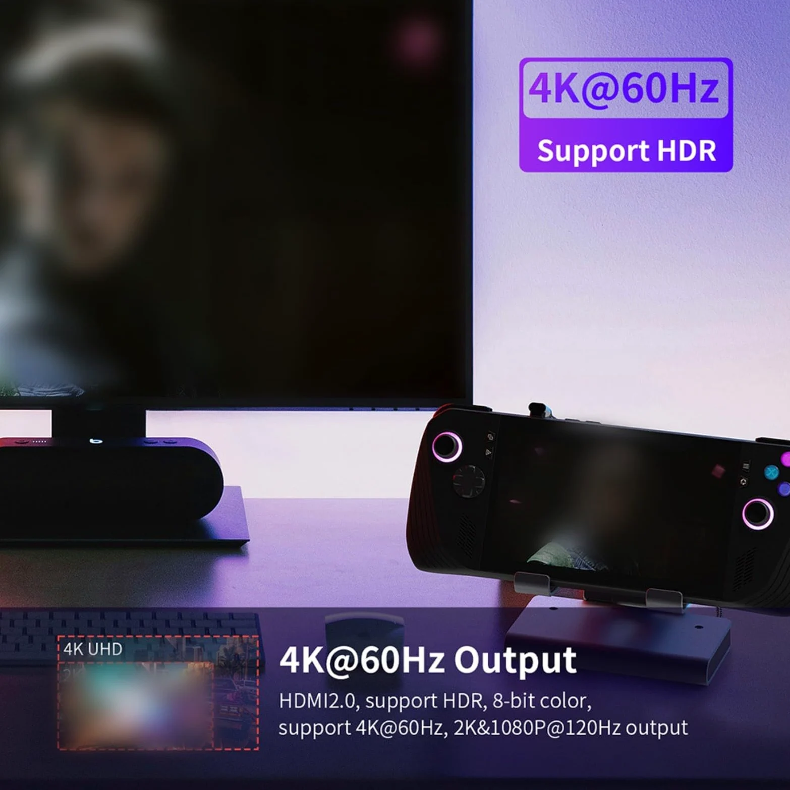 Stazione di raffreddamento per OneXPlayer APEX per ROG Ally-X Steam Deck 4K@60Hz Gigabit Ethernet USB 3.1 supporto regolabile (nero)