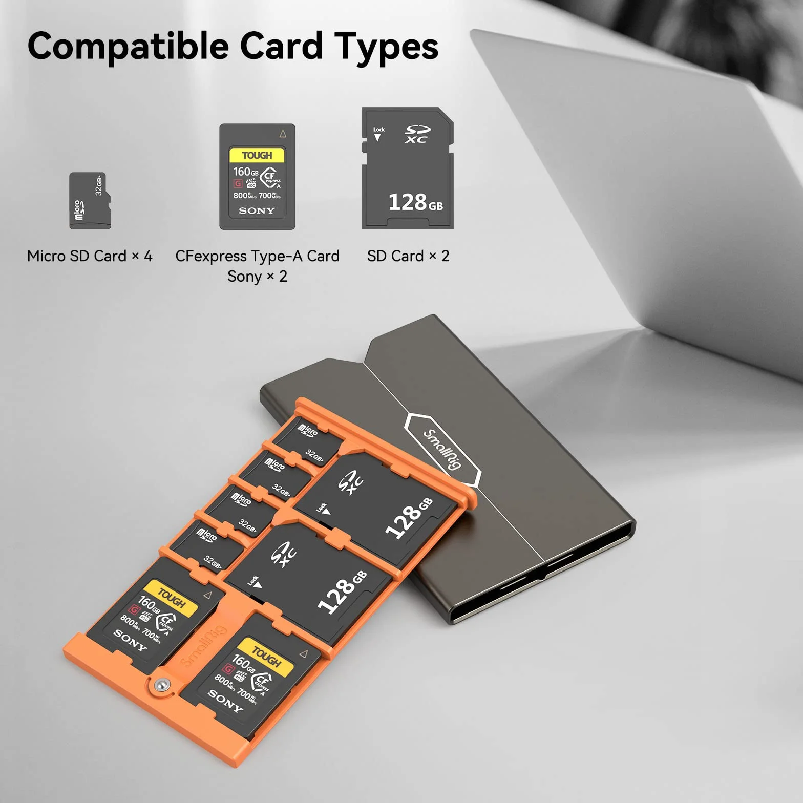 SMALLRIG Porta Scheda SD Custodia per Scheda di Memoria 8 Slot per 2 Schede SD + 2 Schede CFexpress Tipo-A + 4 Schede TF - 4107