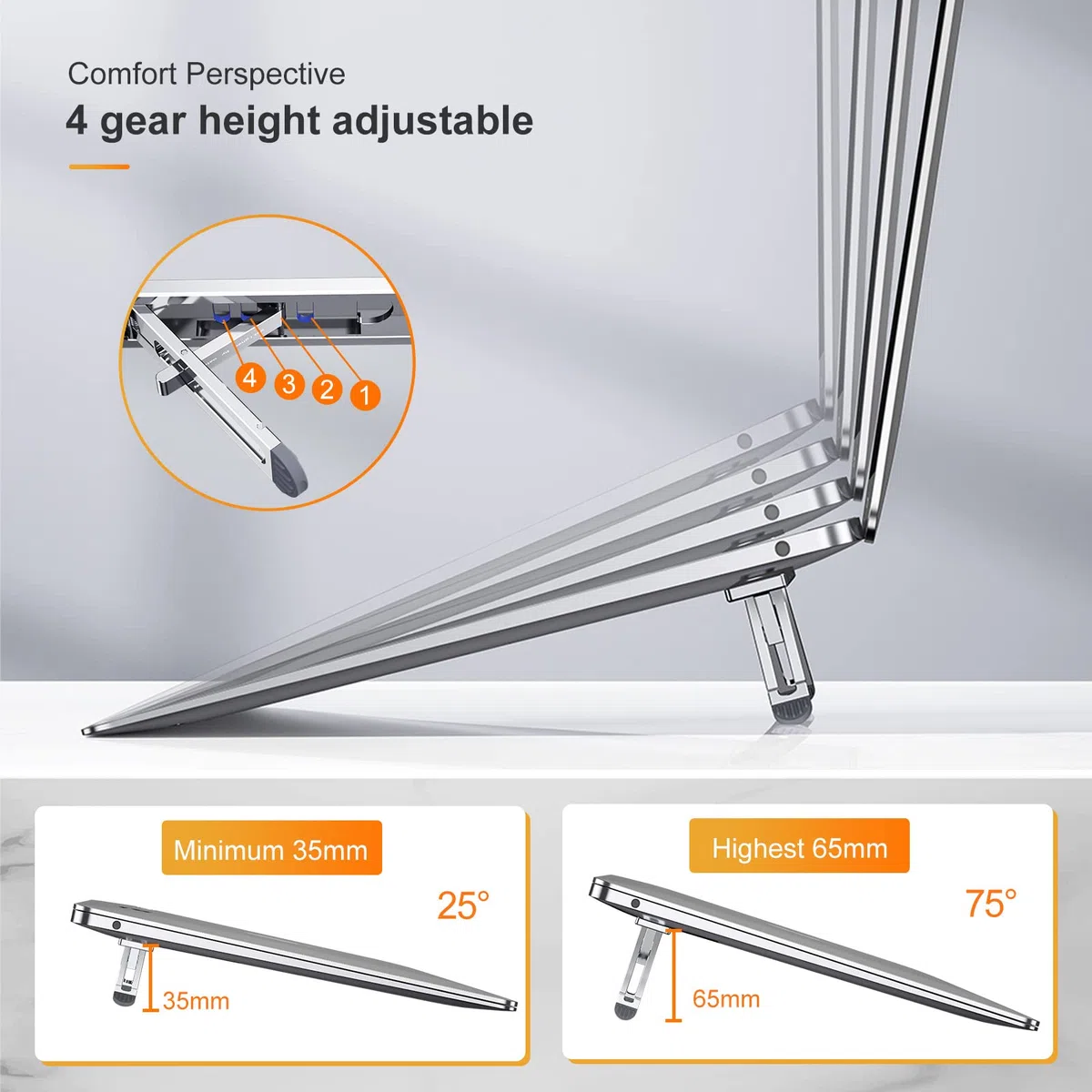 Supporto pieghevole per computer portatile, regolabile in altezza, per computer portatile, portatile, per scrivania, compatibile con MacBook Air Pro, Dell, HP, 10-15,6"