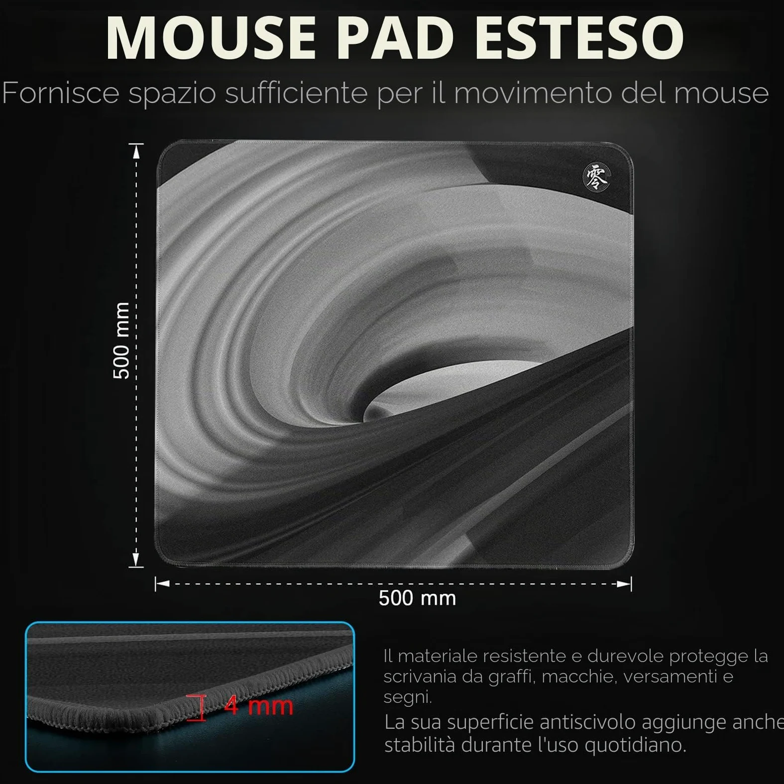 X-Raypad Aqua Control ZERO AC0 Gaming Mouse Pad, Tappetino per mouse ad altissima precisione con perfetta velocità e capacità di controllo (AC0 nero, 500 x 500 x 4 mm)