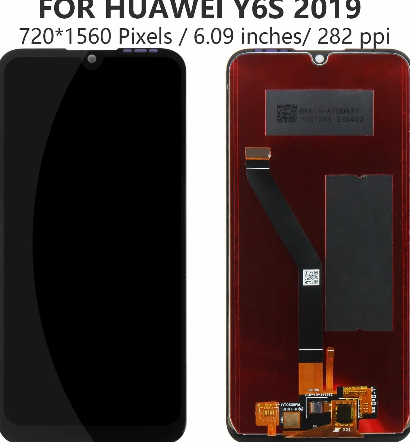 Lcd Display Schermo compatibile con Huawei Y6 2019 (MRD-LX1, MRD-LX2) / Y6s (JAT-L29, JAT-L41, JAT-LX1, JAT-LX3) / Honor 8A (JAT-AL00 JAT-TL00 JAT-L29) - Lcd Touch Screen Nero