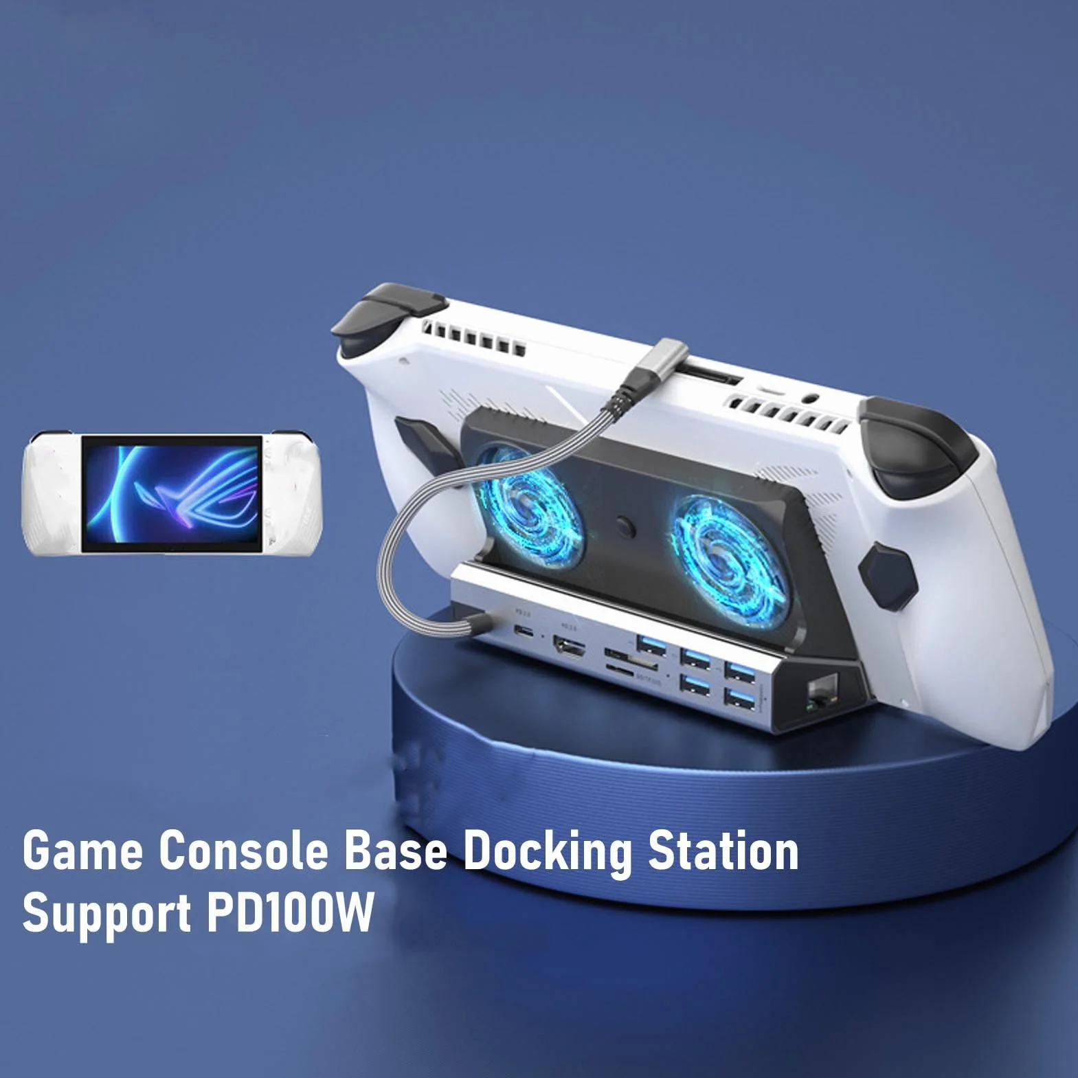 Docking Station per Console di Gioco Portatile, Hub USB C 10 in 1 con 4K 2.0, Gigabit Ethernet, Ricarica PD da 100 W, 5 Porte USB e Doppie Ventole di Raffreddamento, Compatibile