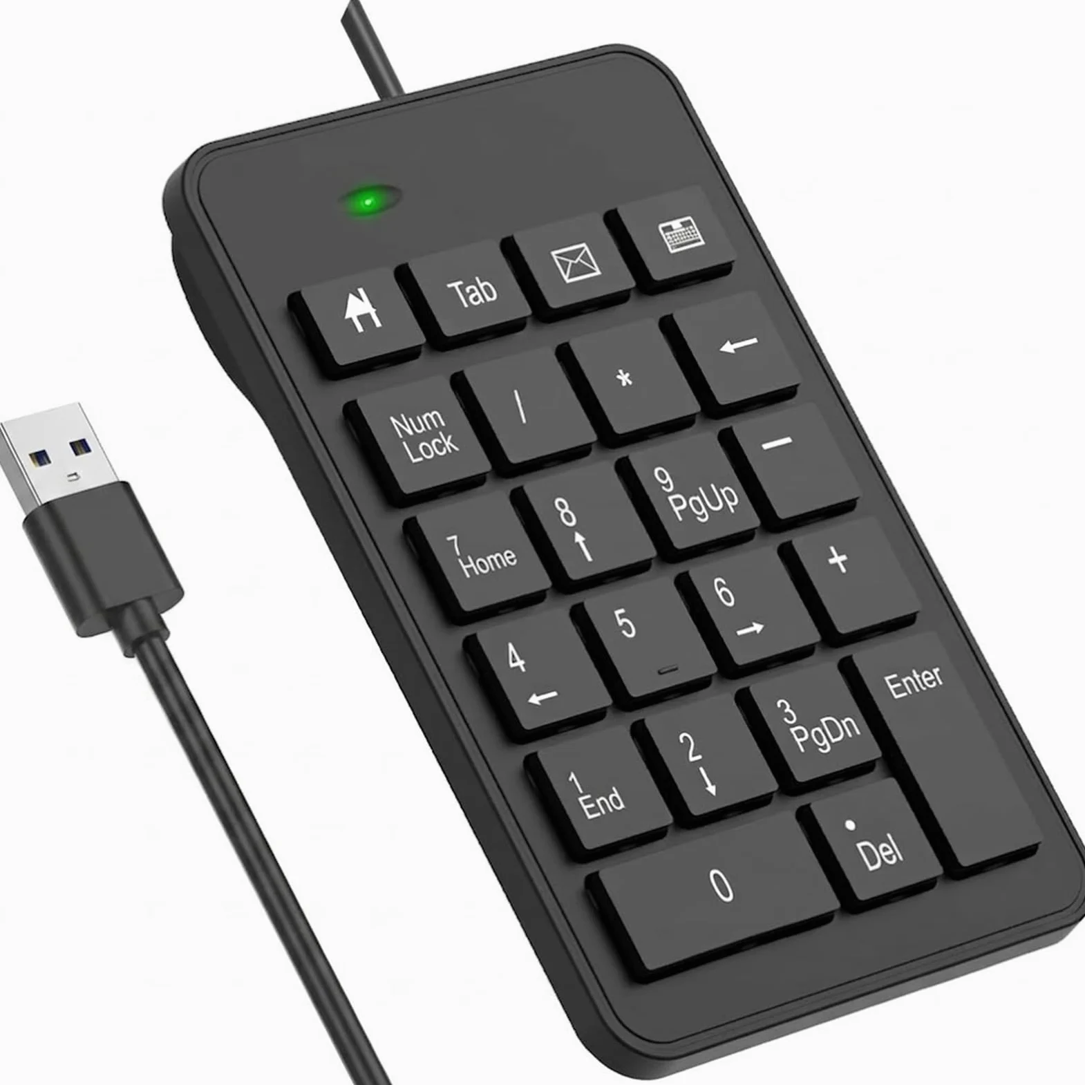 Tastiera numerica con cavo, tastierino numerico USB a 23 tasti, tastiera contabile finanziaria, accessori da ufficio per laptop, PC, desktop, computer, notebook, nero