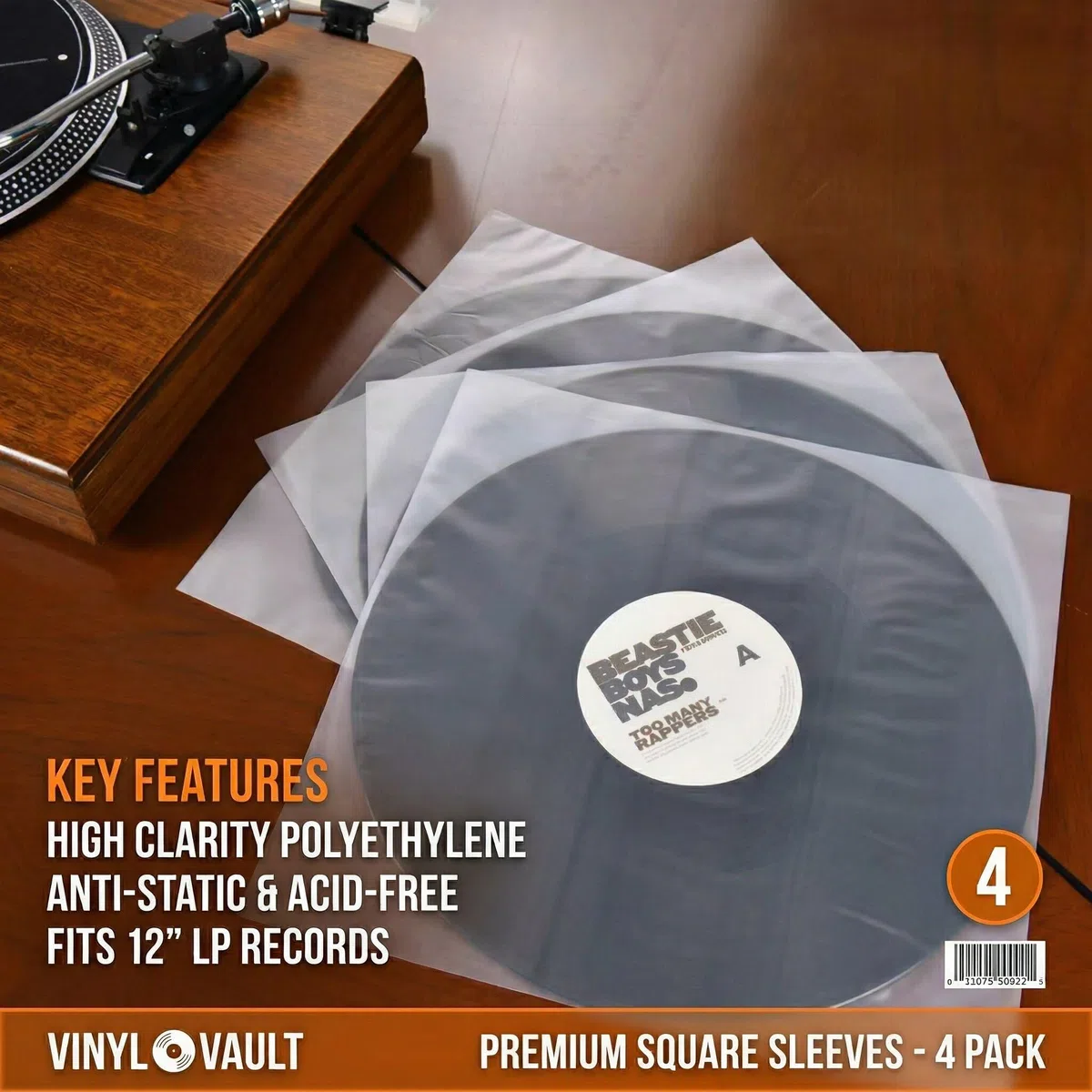 100 Pezzi Piazza Buste Vinili 33 Giri, Protezione Antistatica per Dischi Vinile, Vinyl Sleeves Trasparenti, Custodie Plastiche per Vinili da 12 Pollici