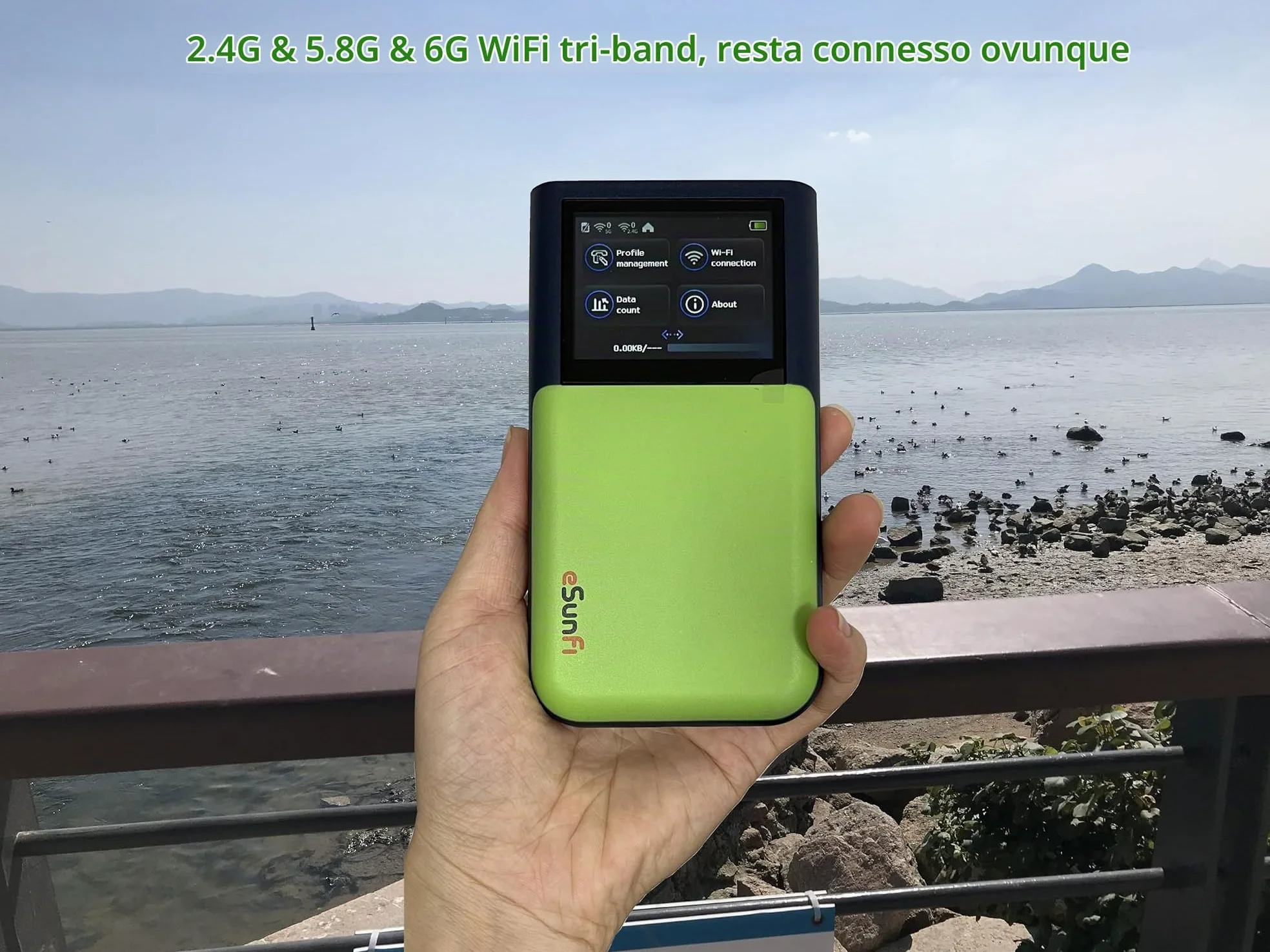 eSunFi SHFiEL62 5G eSim Mobile Hotspot Router Router WiFi portatile, con slot per scheda SIM, fino a 32 terminali WiFi, pannello touch da 2,4 pollici, WiFi6, per casa/lavoro/viaggio (EAU)