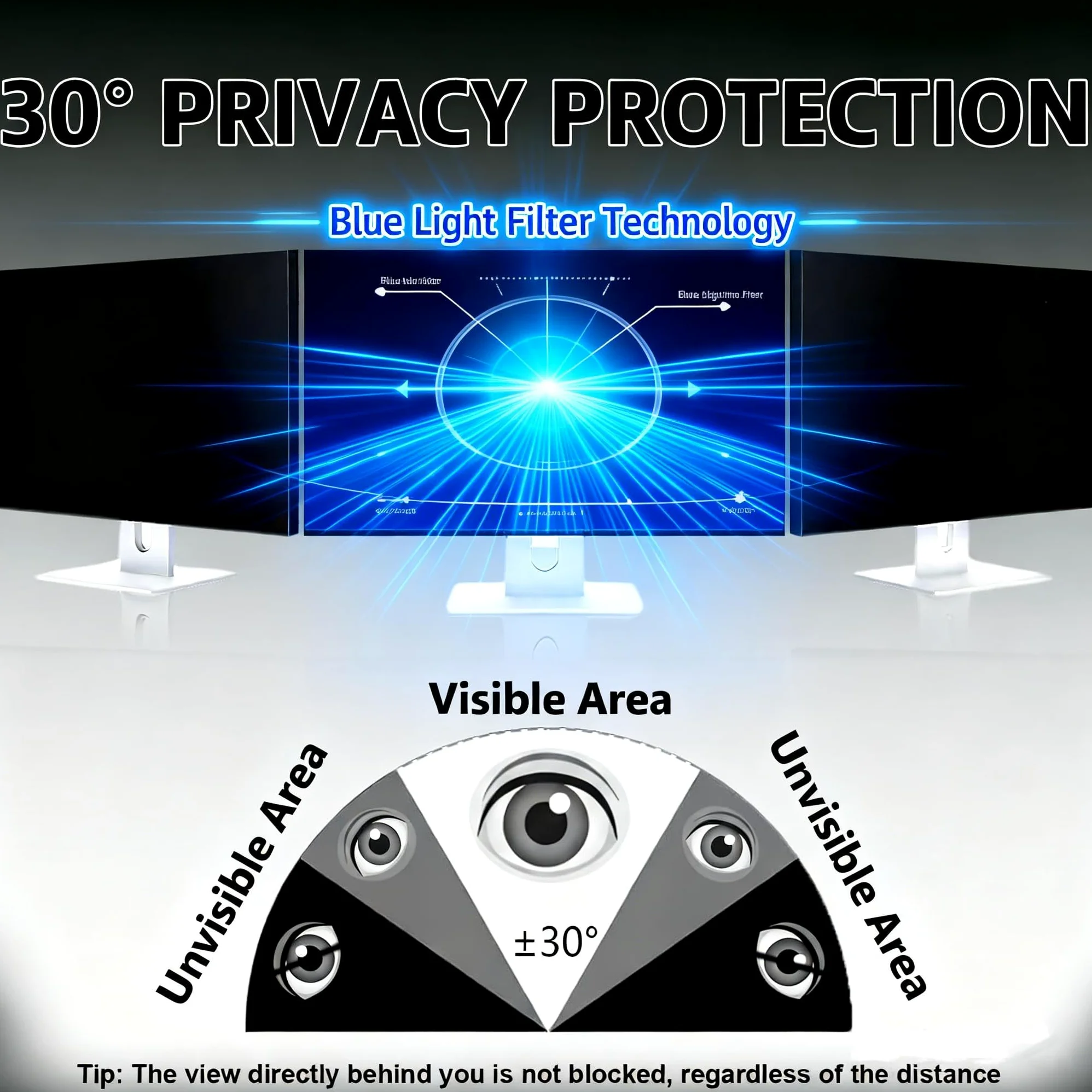 Pellicola protettiva per la privacy per monitor da 24 pollici, filtro anti luce blu per computer, pellicola protettiva per monitor per la cura degli occhi (16:9, 547 mm x 320 mm)